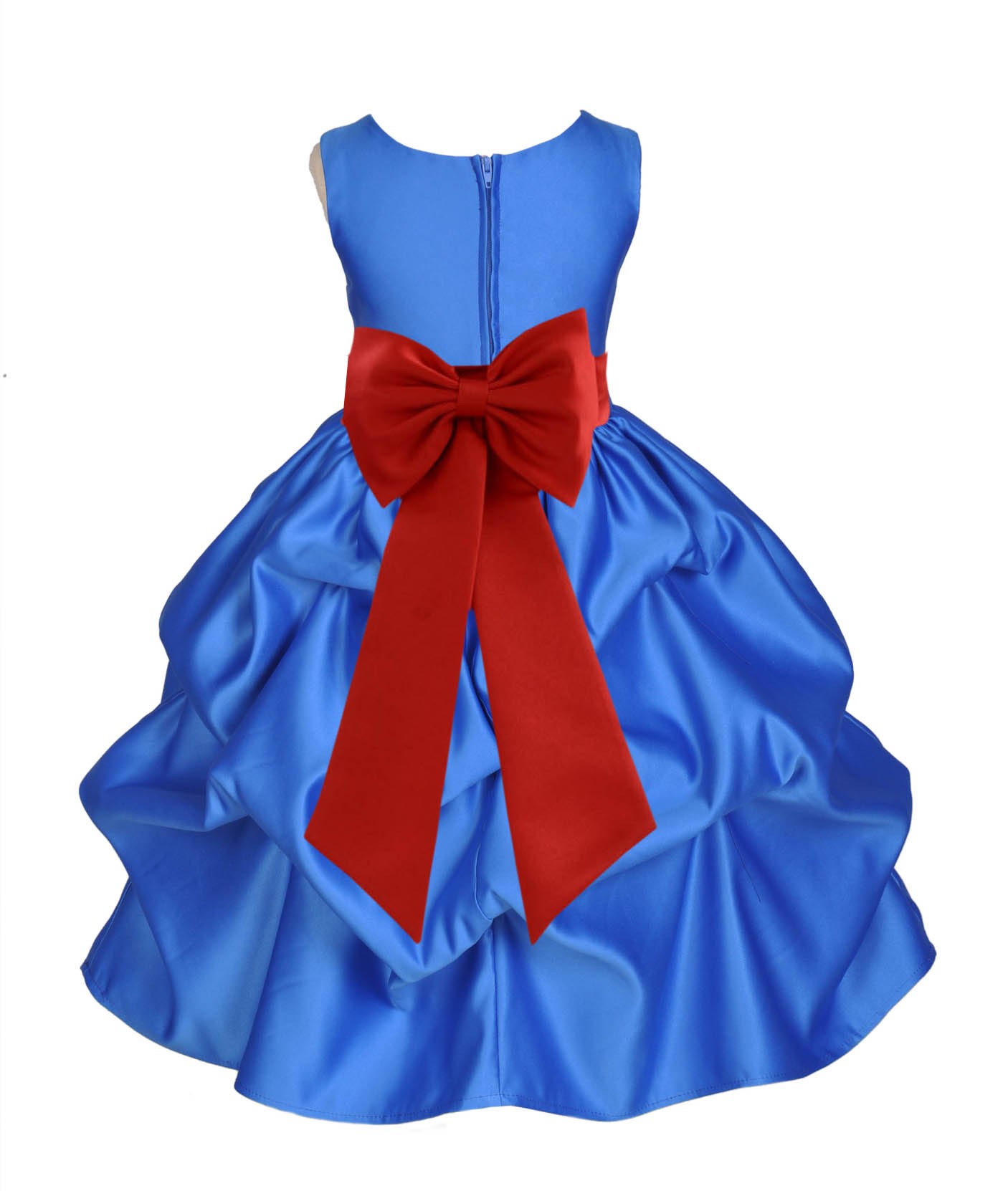 Royal Blue/Persimmon Satin Pick-Up Flower Girl Dress Dance 208T