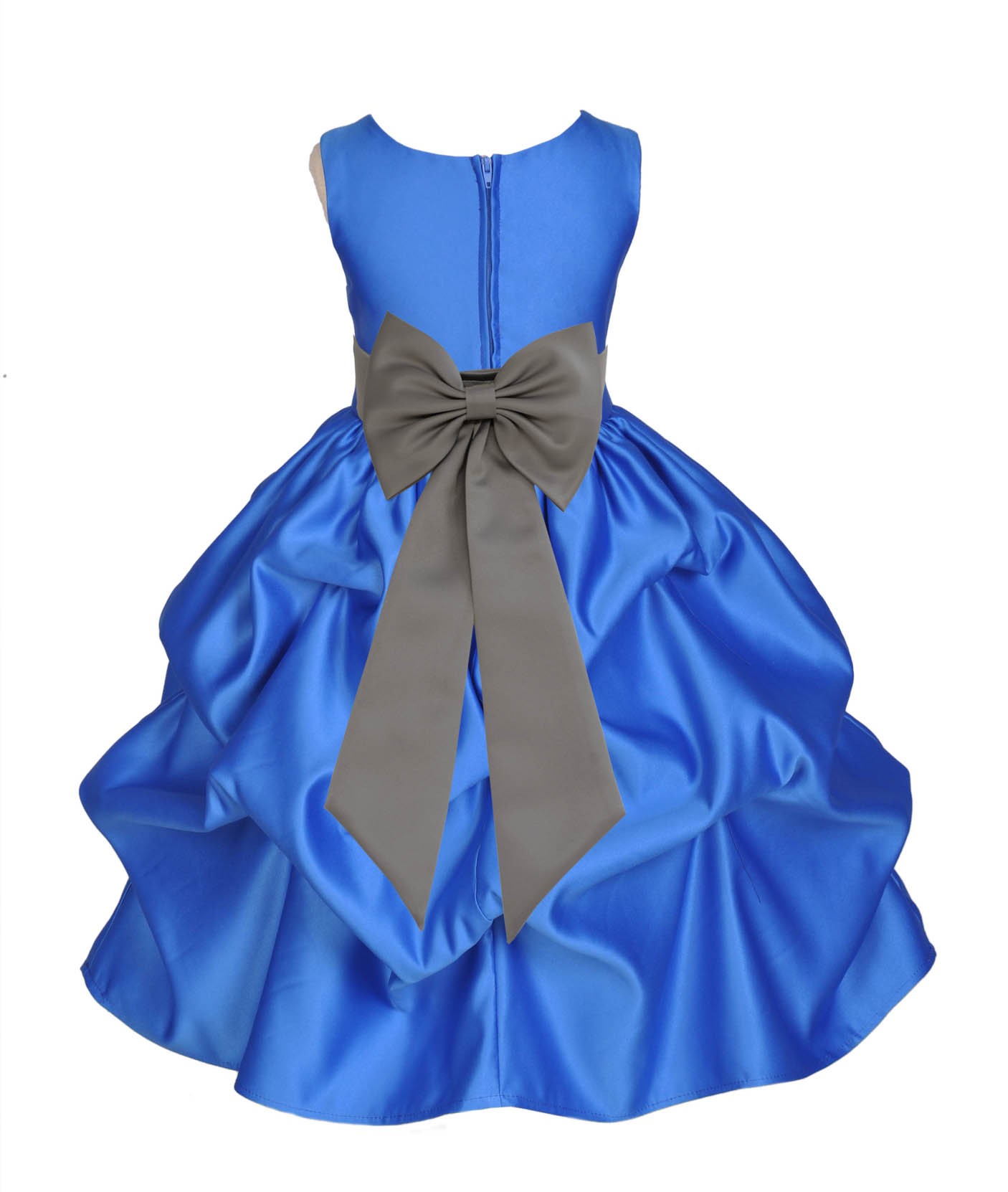 Royal Blue/Mercury Satin Pick-Up Flower Girl Dress Dance 208T