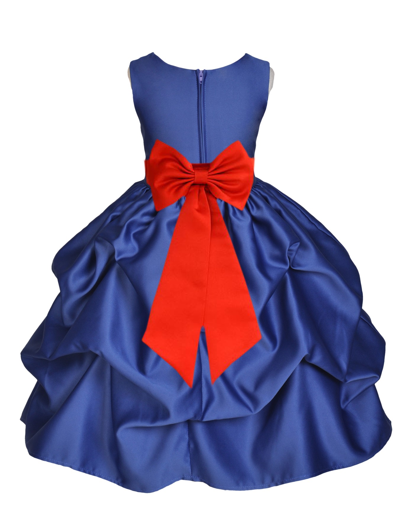 Navy Blue/Red Satin Pick-Up Flower Girl Dress Pageant 208T