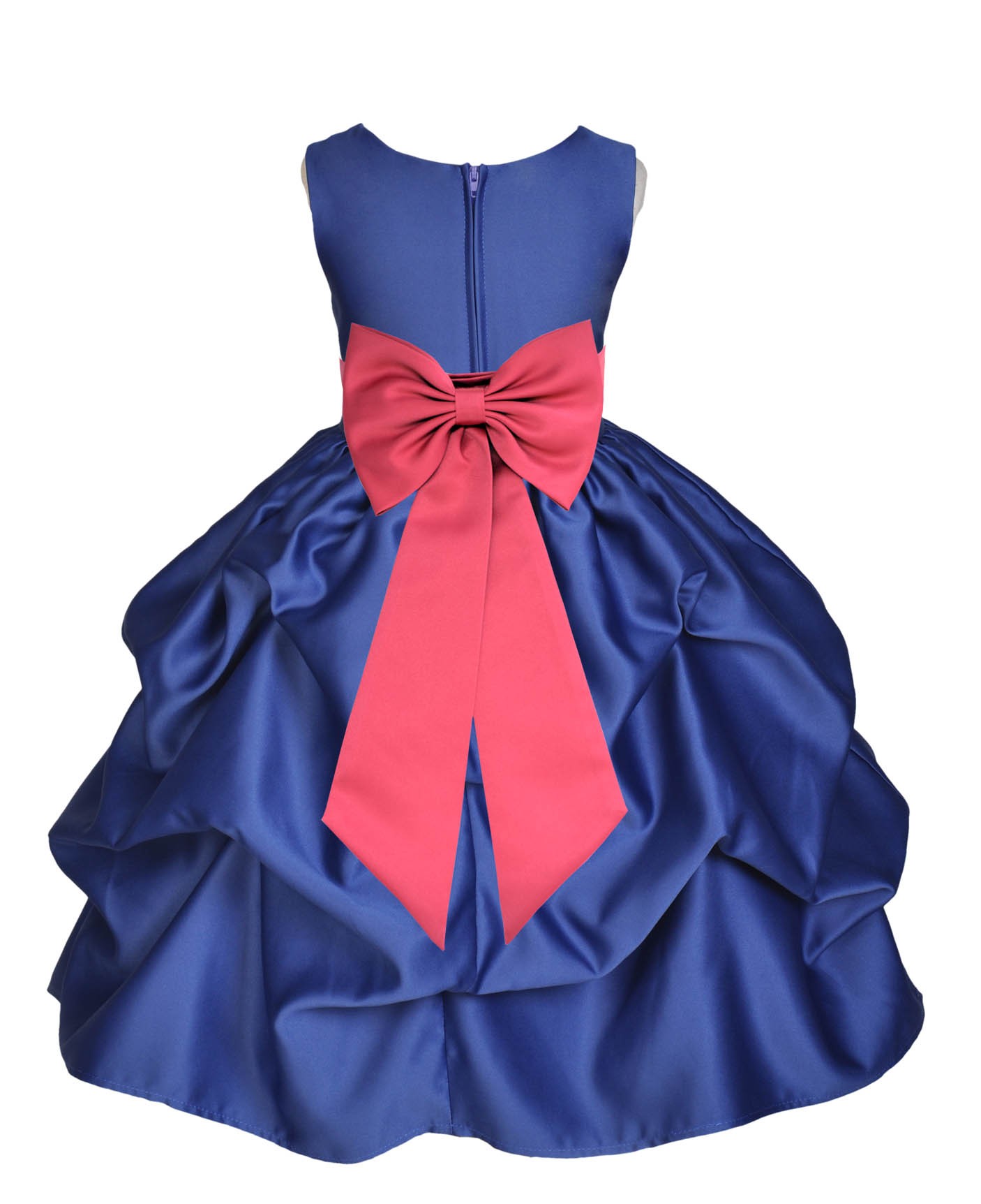 Navy Blue/Watermelon Satin Pick-Up Flower Girl Dress Pageant 208T