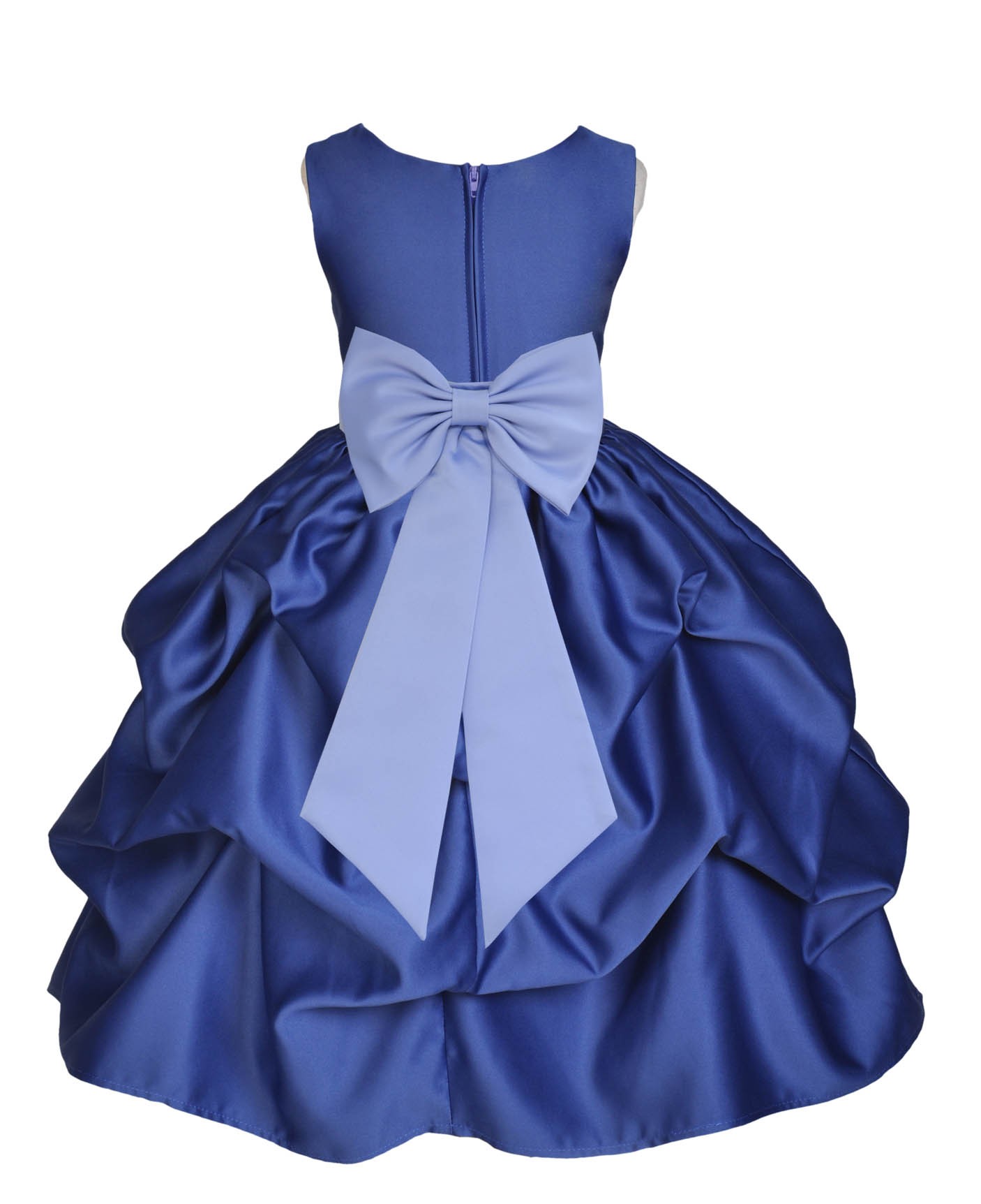 Navy Blue/Bluebird Satin Pick-Up Flower Girl Dress Pageant 208T