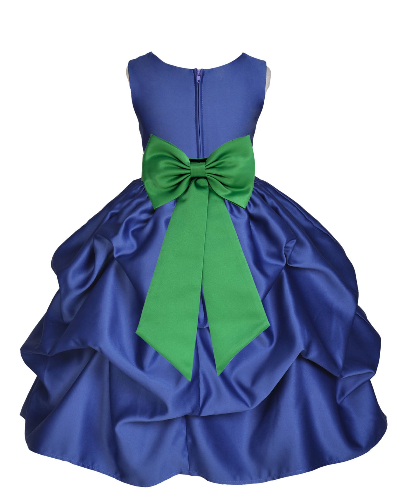 Navy Blue/Lime Satin Pick-Up Flower Girl Dress Pageant 208T