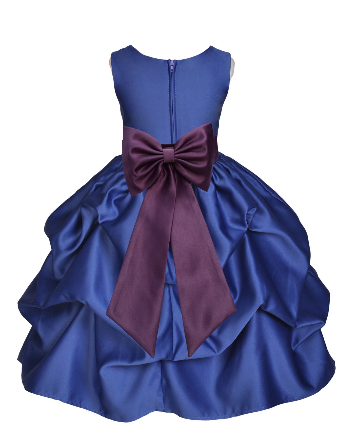 Navy Blue/Plum Satin Pick-Up Flower Girl Dress Pageant 208T