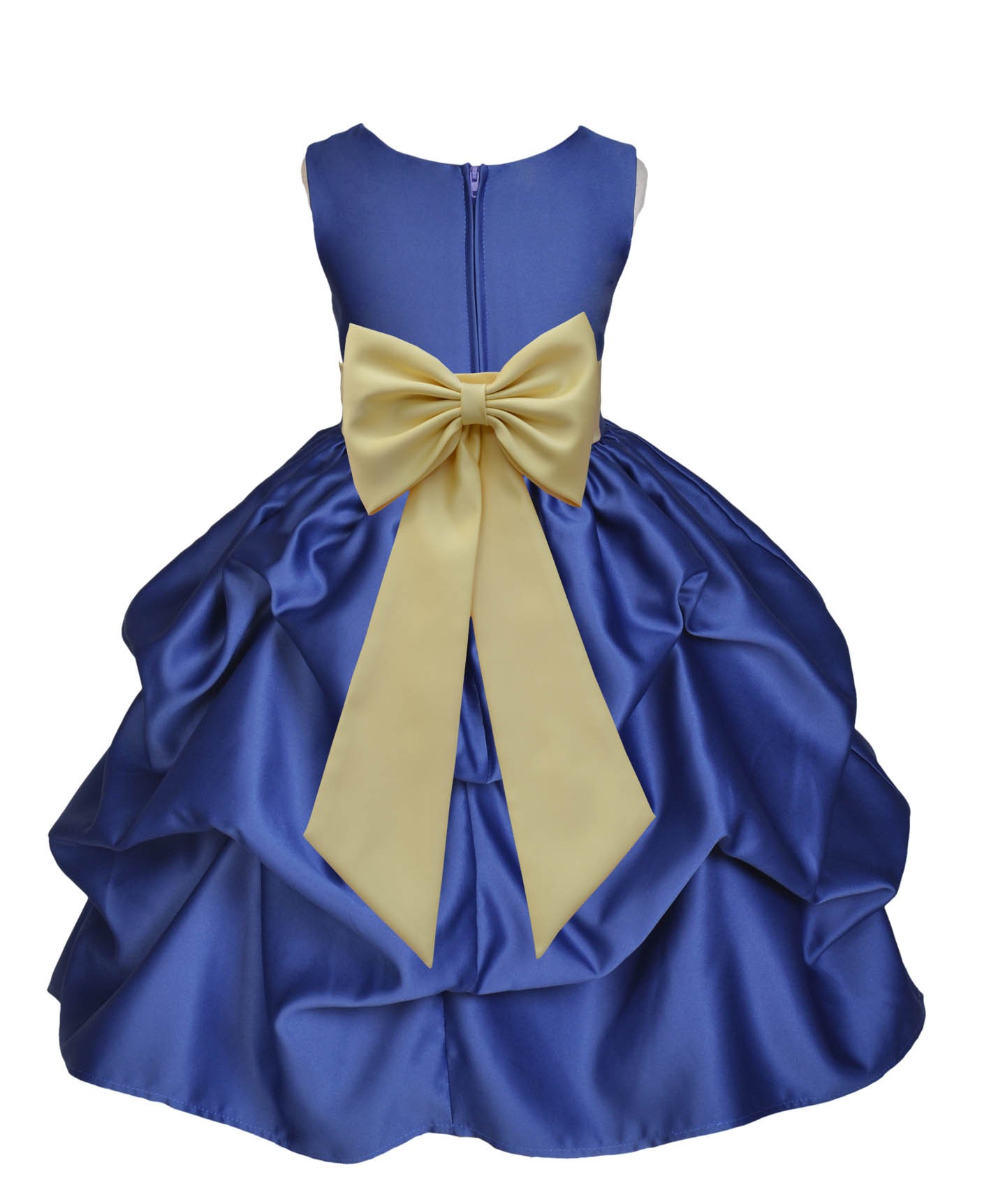Navy Blue/Canary Satin Pick-Up Flower Girl Dress Pageant 208T