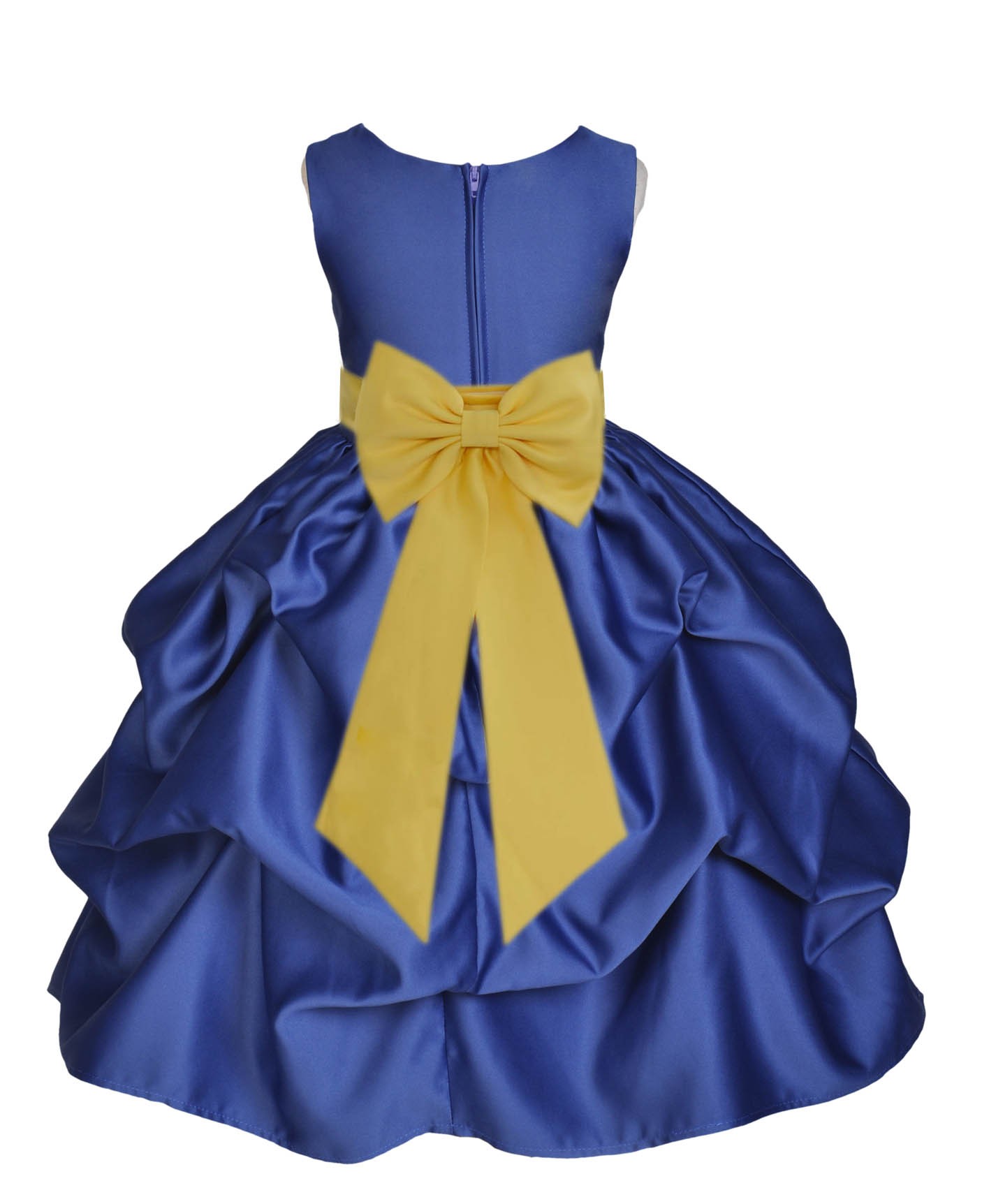 Navy Blue/Sunbeam Satin Pick-Up Flower Girl Dress Pageant 208T