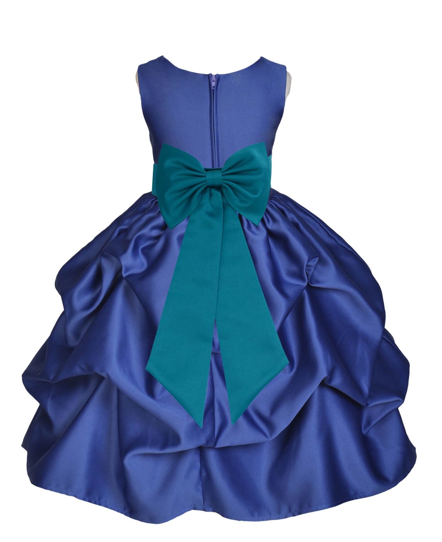 Navy Blue/Oasis Satin Pick-Up Flower Girl Dress Pageant 208T