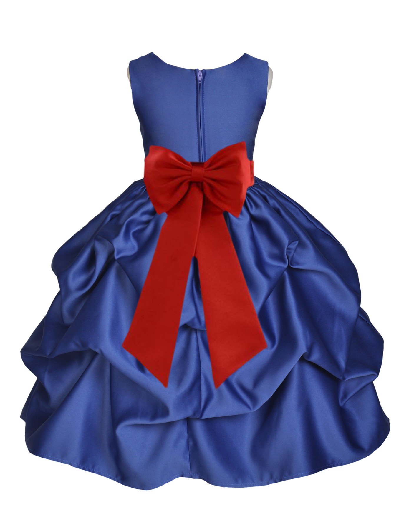 Navy Blue/Persimmon Satin Pick-Up Flower Girl Dress Pageant 208T