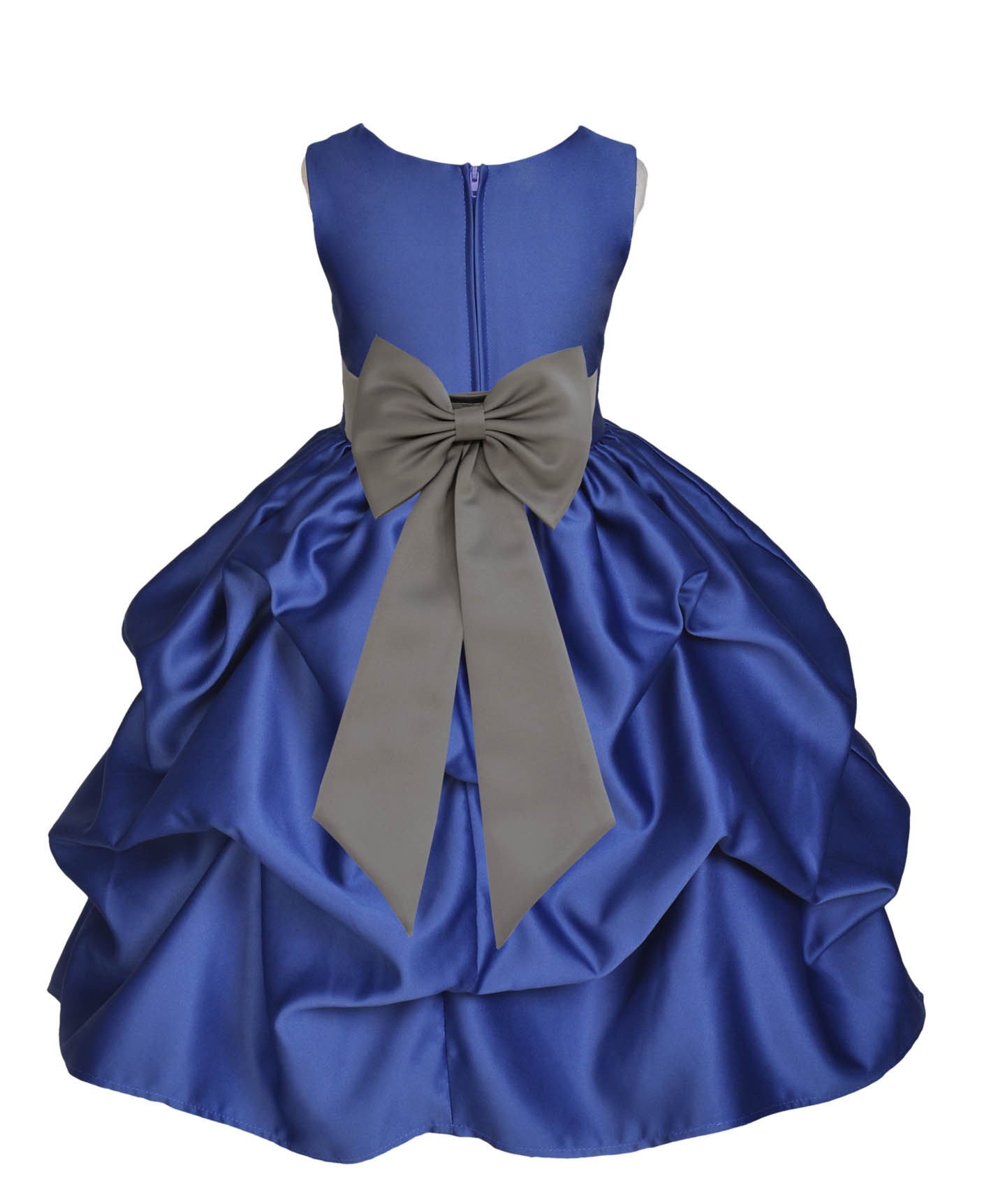 Navy Blue/Mercury Satin Pick-Up Flower Girl Dress Pageant 208T