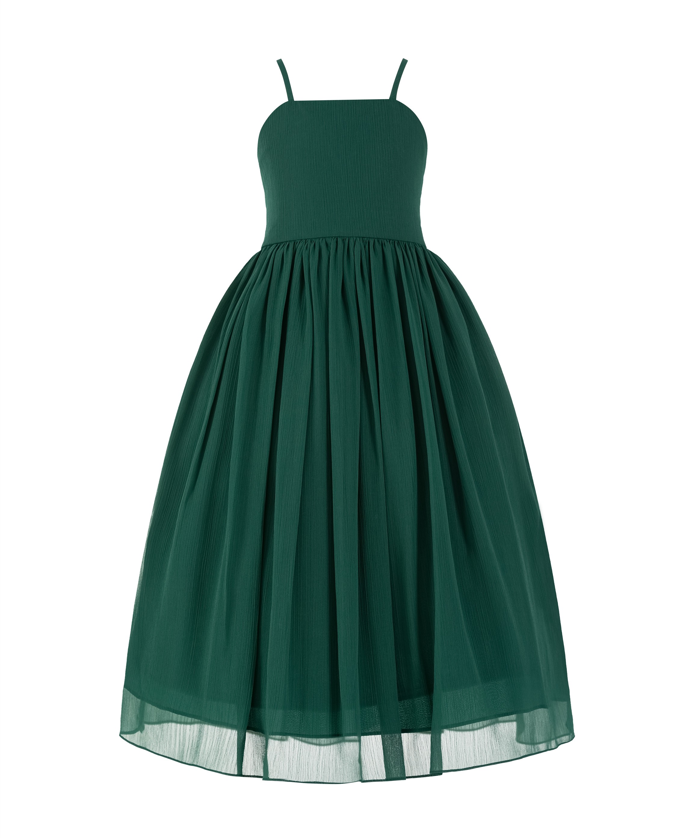 Forest Green Criss Cross Chiffon Flower Girl Dress Summer Dresses 191