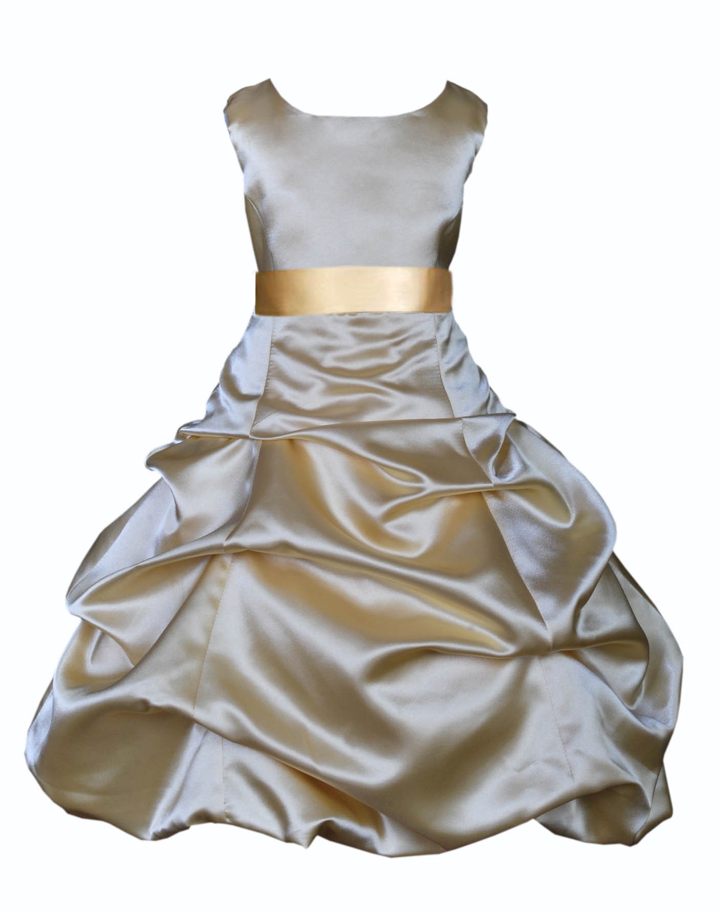 Gold/Gold Satin Pick-Up Bubble Flower Girl Dress Dazzling 806S