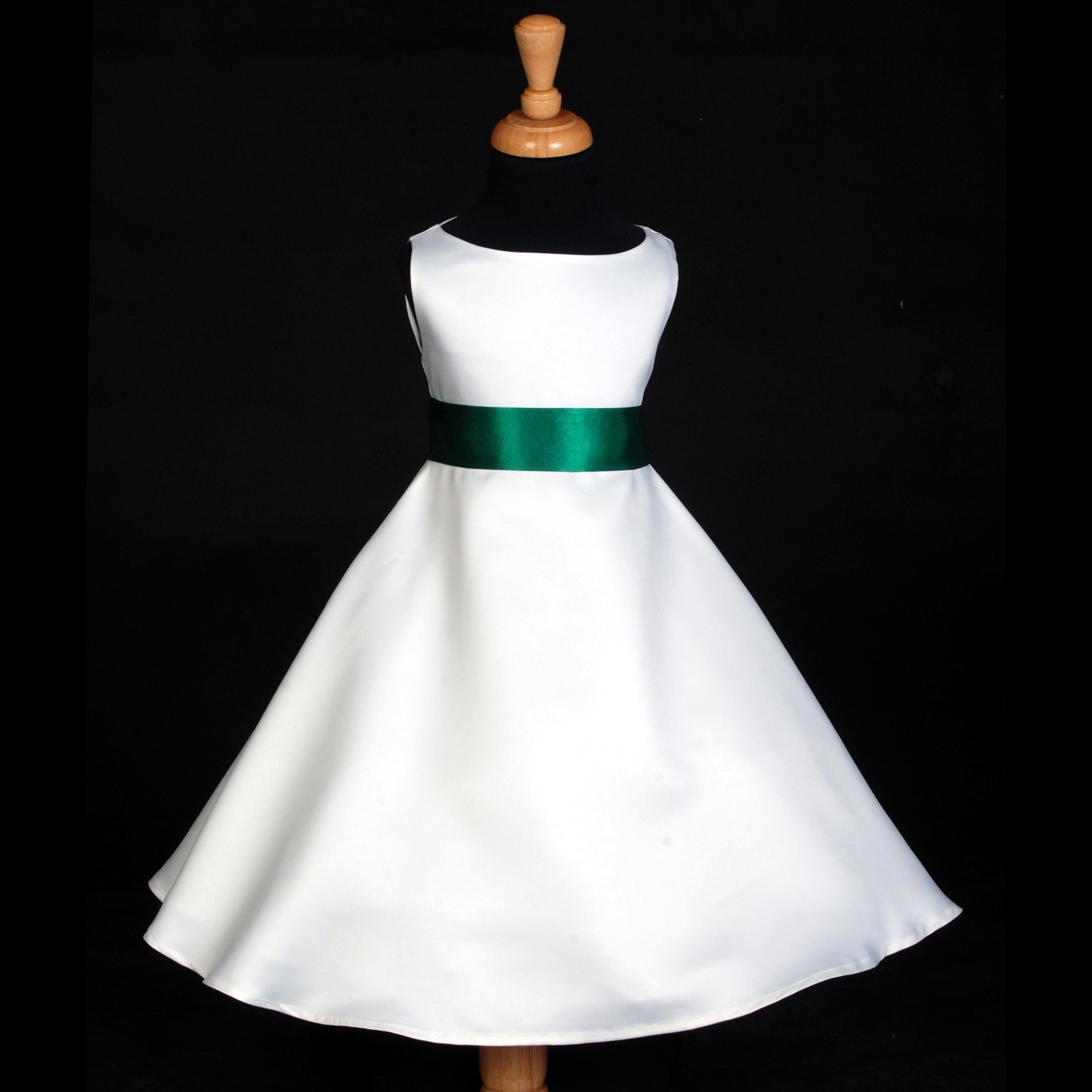 White/Green A-Line Satin Flower Girl Dress Wedding Bridal 821S