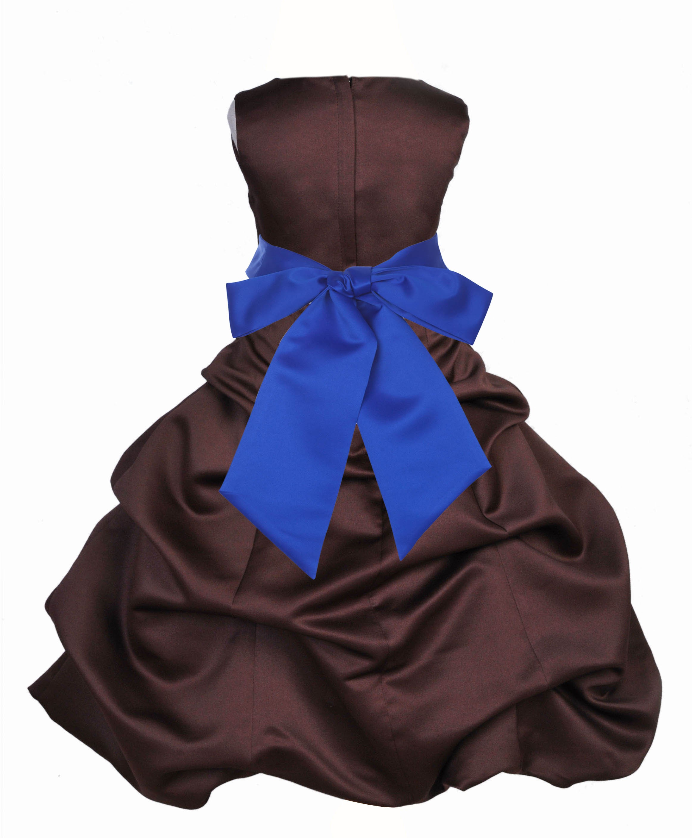 Brown/Horizon Satin Pick-Up Bubble Flower Girl Dress Occasions 806S