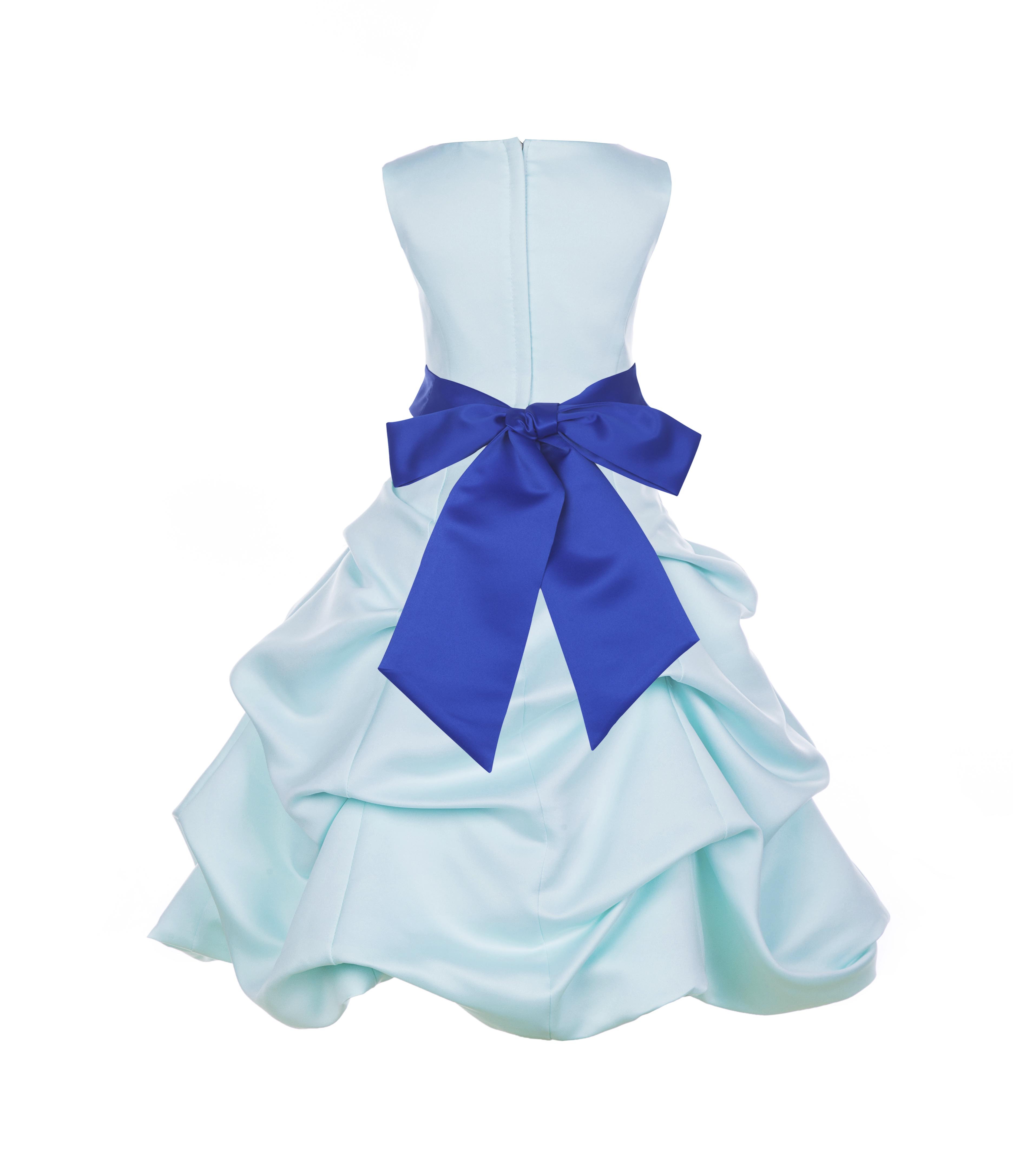 Mint/Horizon Satin Pick-Up Bubble Flower Girl Dress Party 806S