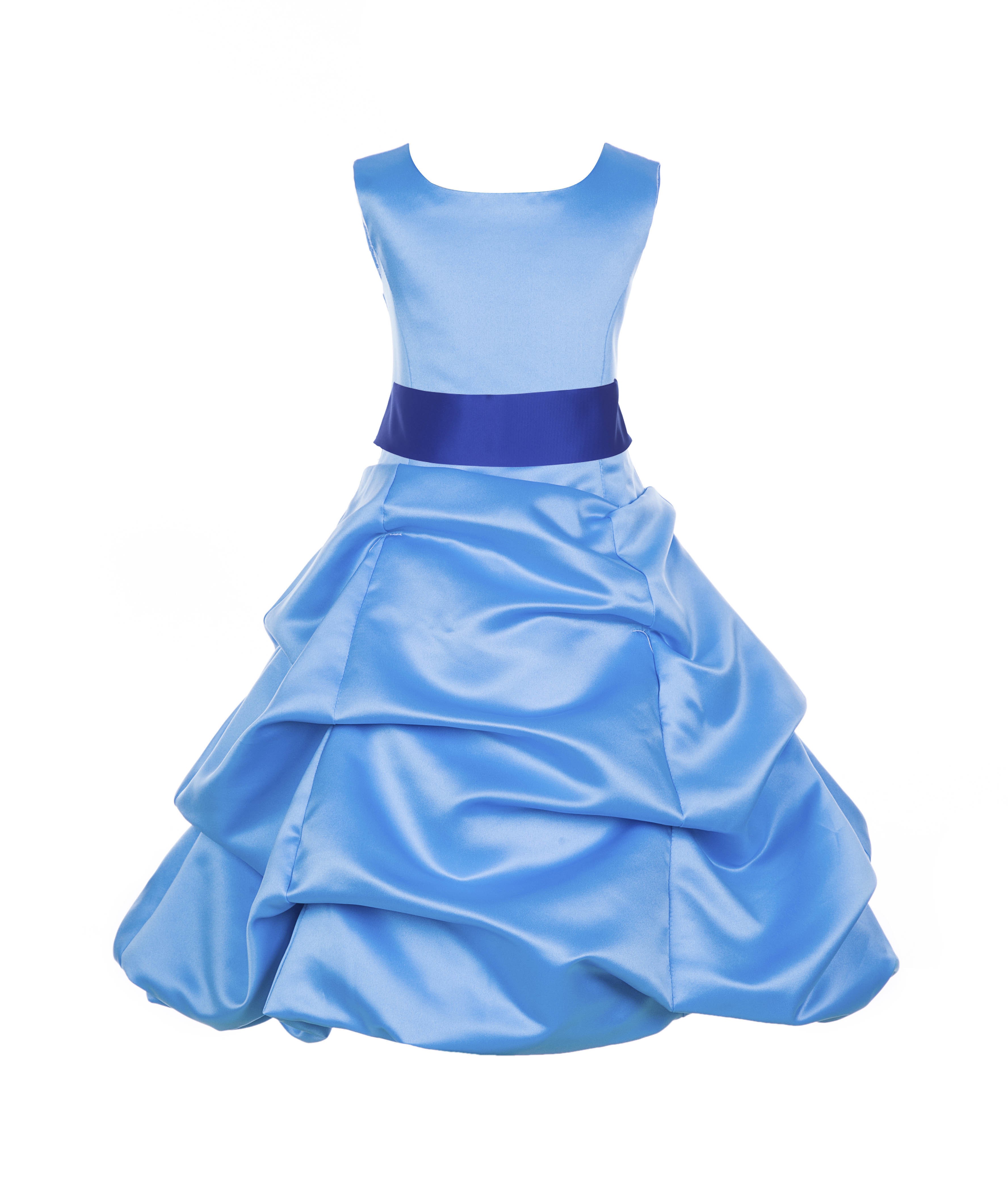 Turquoise/Horizon Satin Pick-Up Bubble Flower Girl Dress Recital 806S