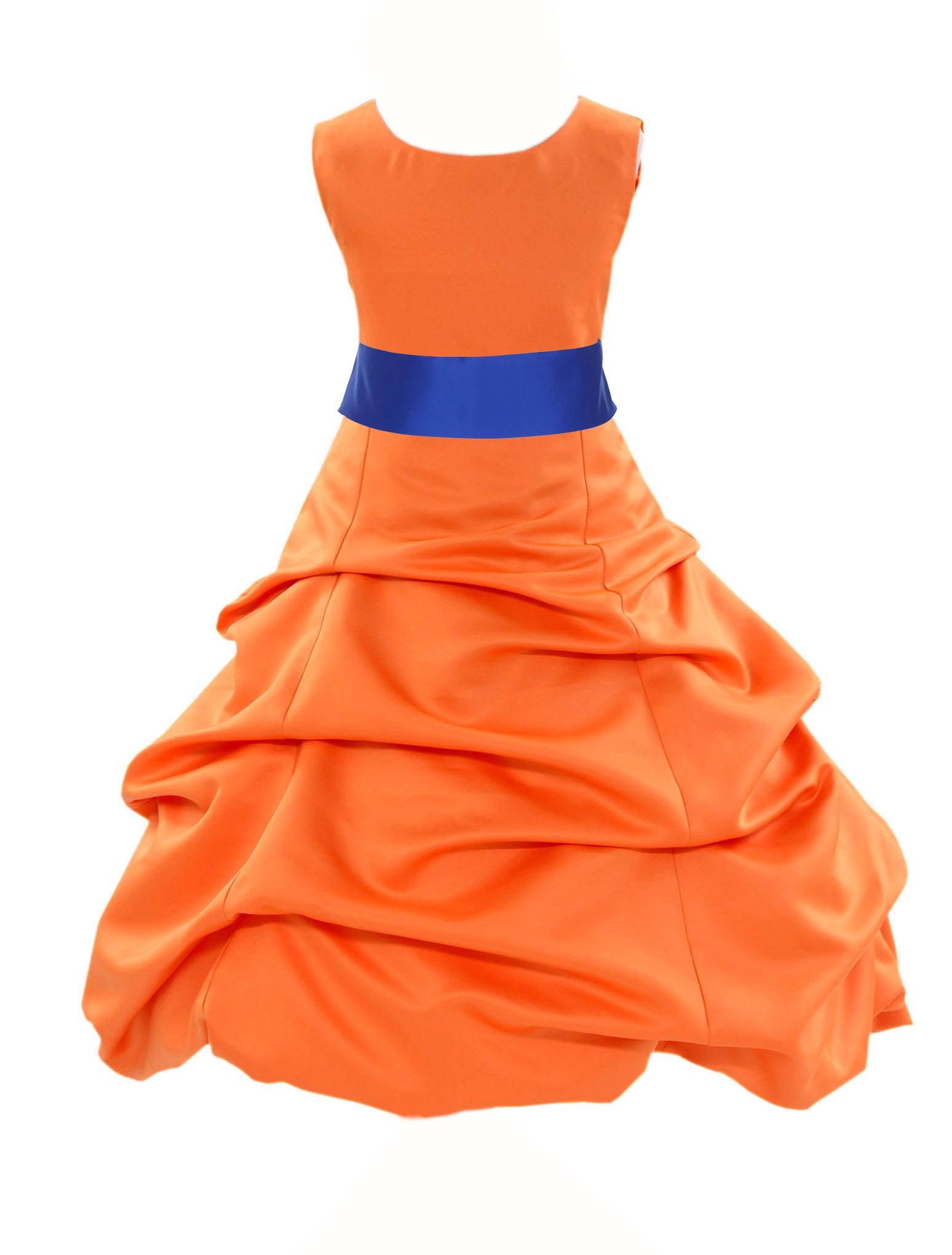 Orange/Horizon Satin Pick-Up Bubble Flower Girl Dress Halloween 806S
