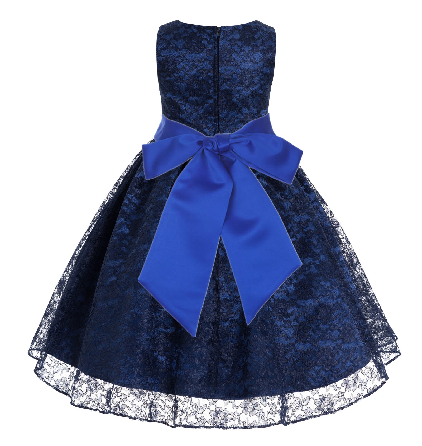 Navy / Horizon Floral Lace Overlay Flower Girl Dress Lace Dresses 163s