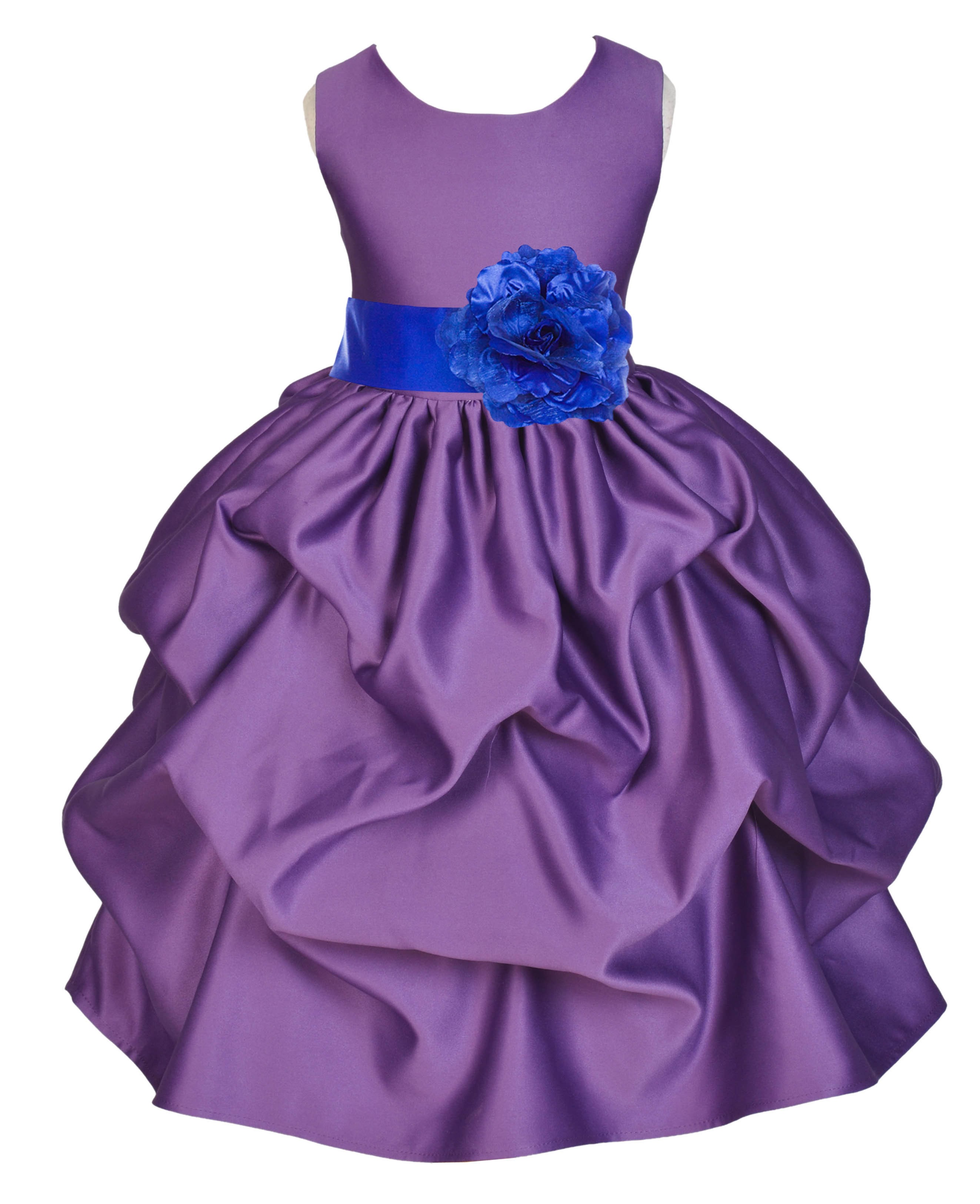 Purple/Horizon Satin Pick-Up Flower Girl Dress Princess 208T