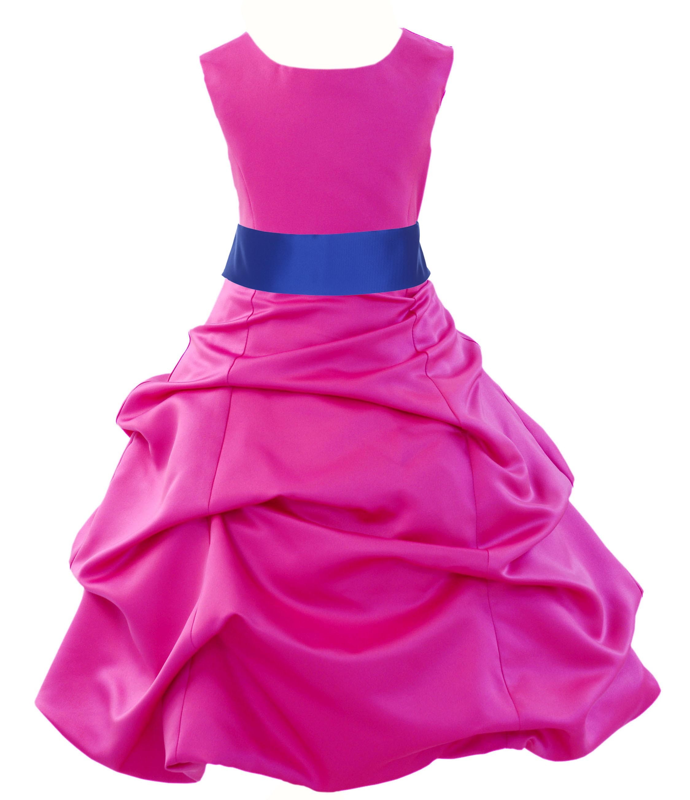Fuchsia/Horizon Satin Pick-Up Bubble Flower Girl Dress Elegant 806S