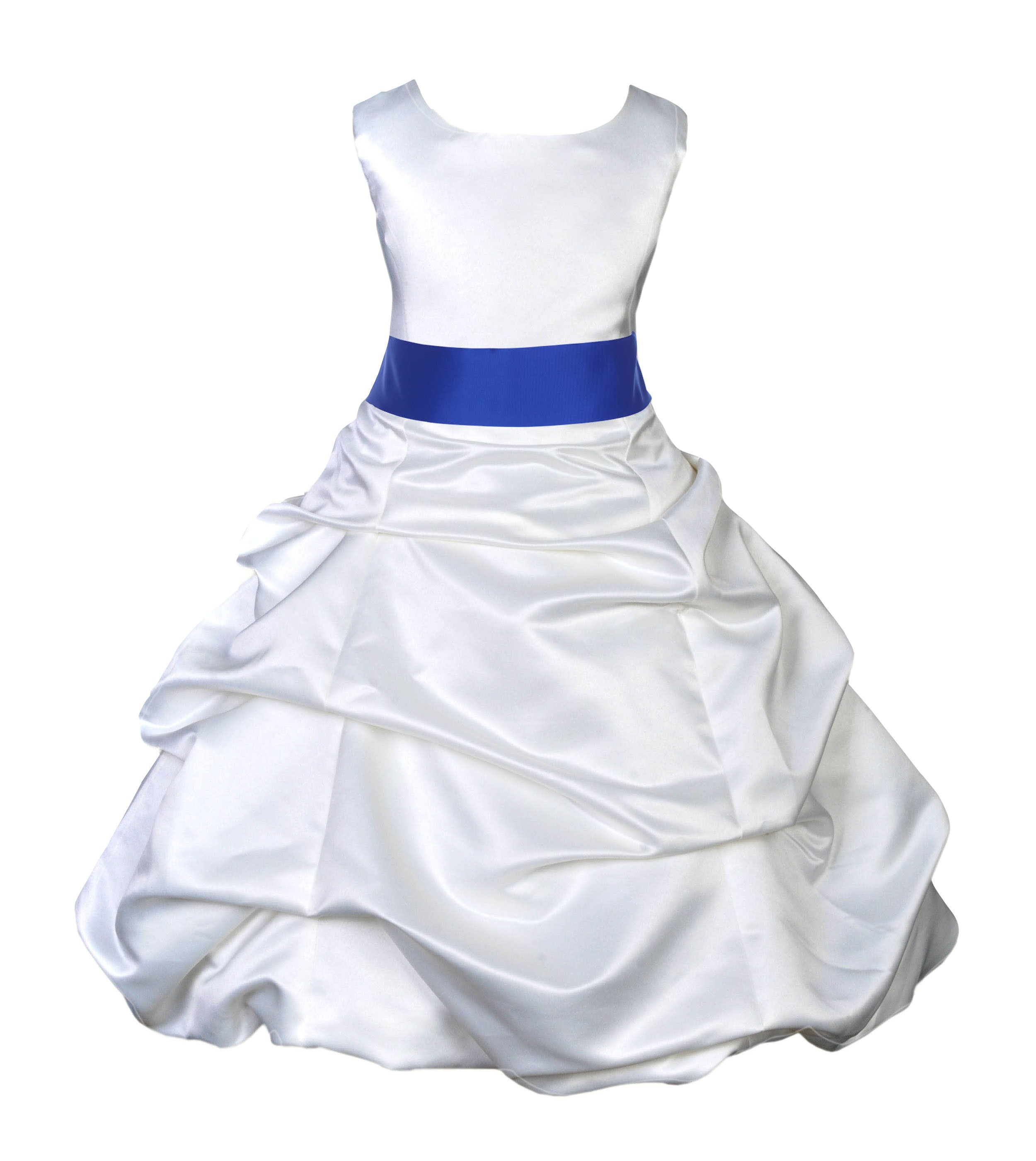 White/Horizon Satin Pick-Up Bubble Flower Girl Dress V2 806S