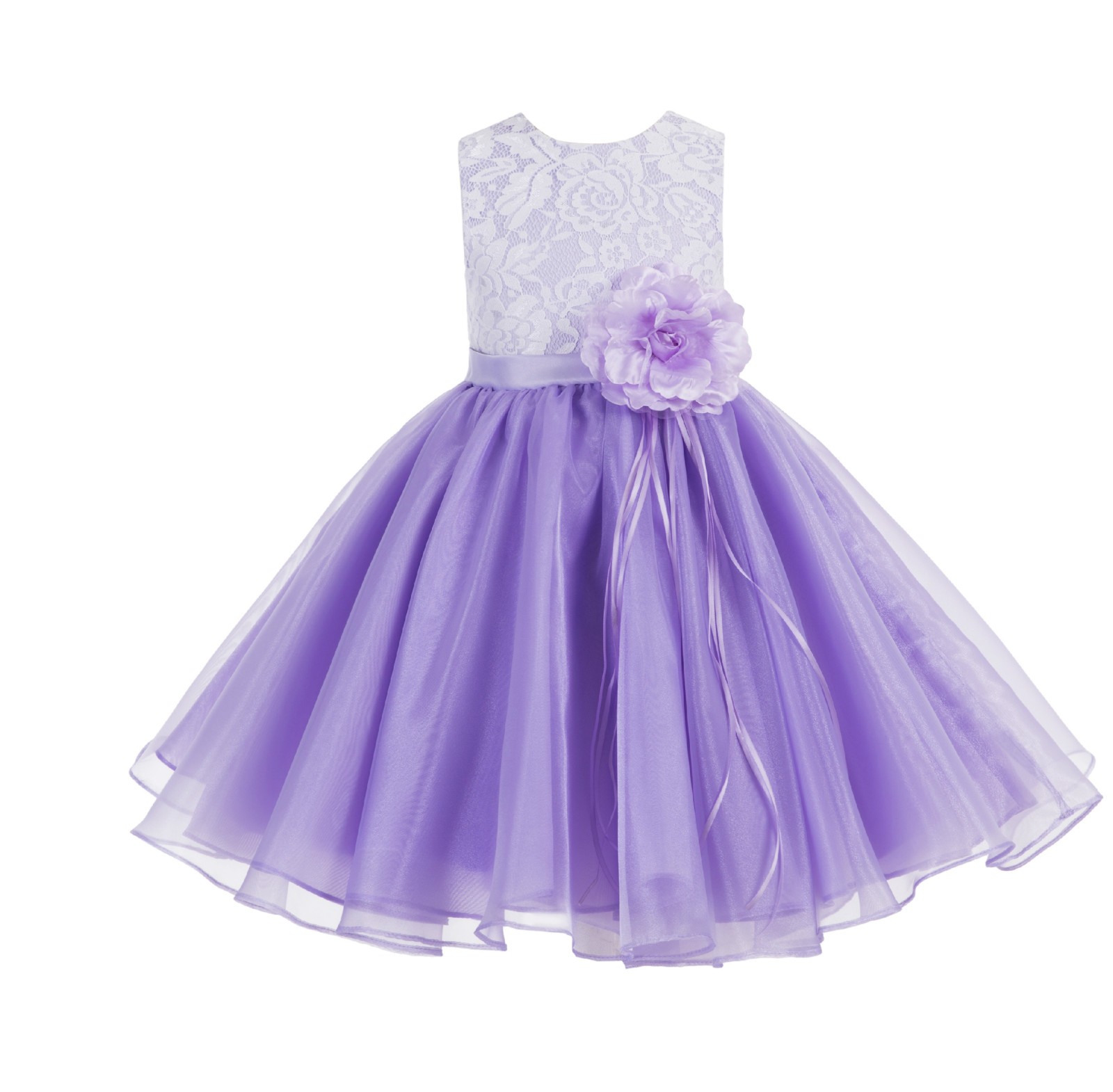 Lilac Lace Organza Flower Girl Dress 186F