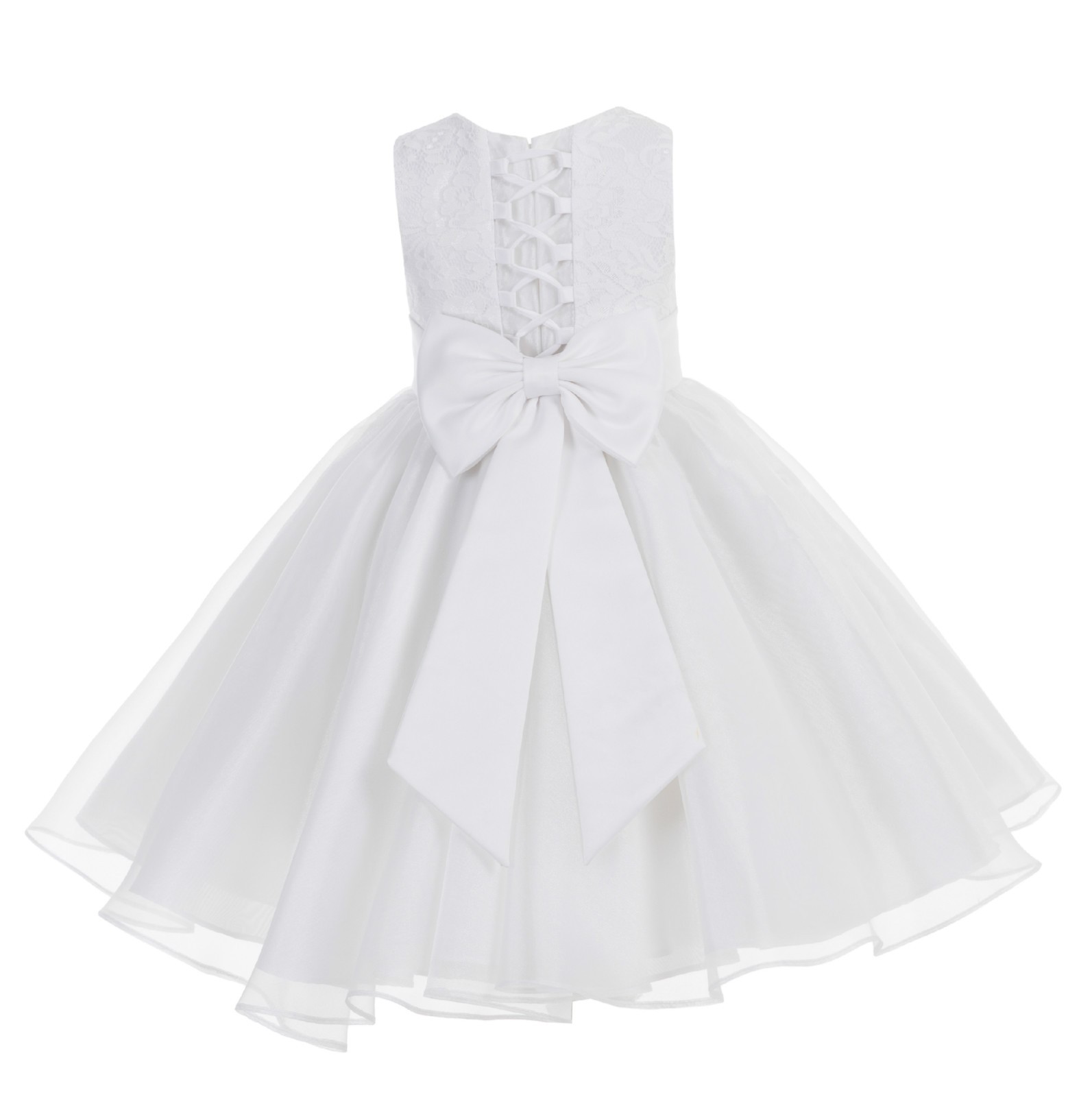 White / White Lace Organza Flower Girl Dress 186T