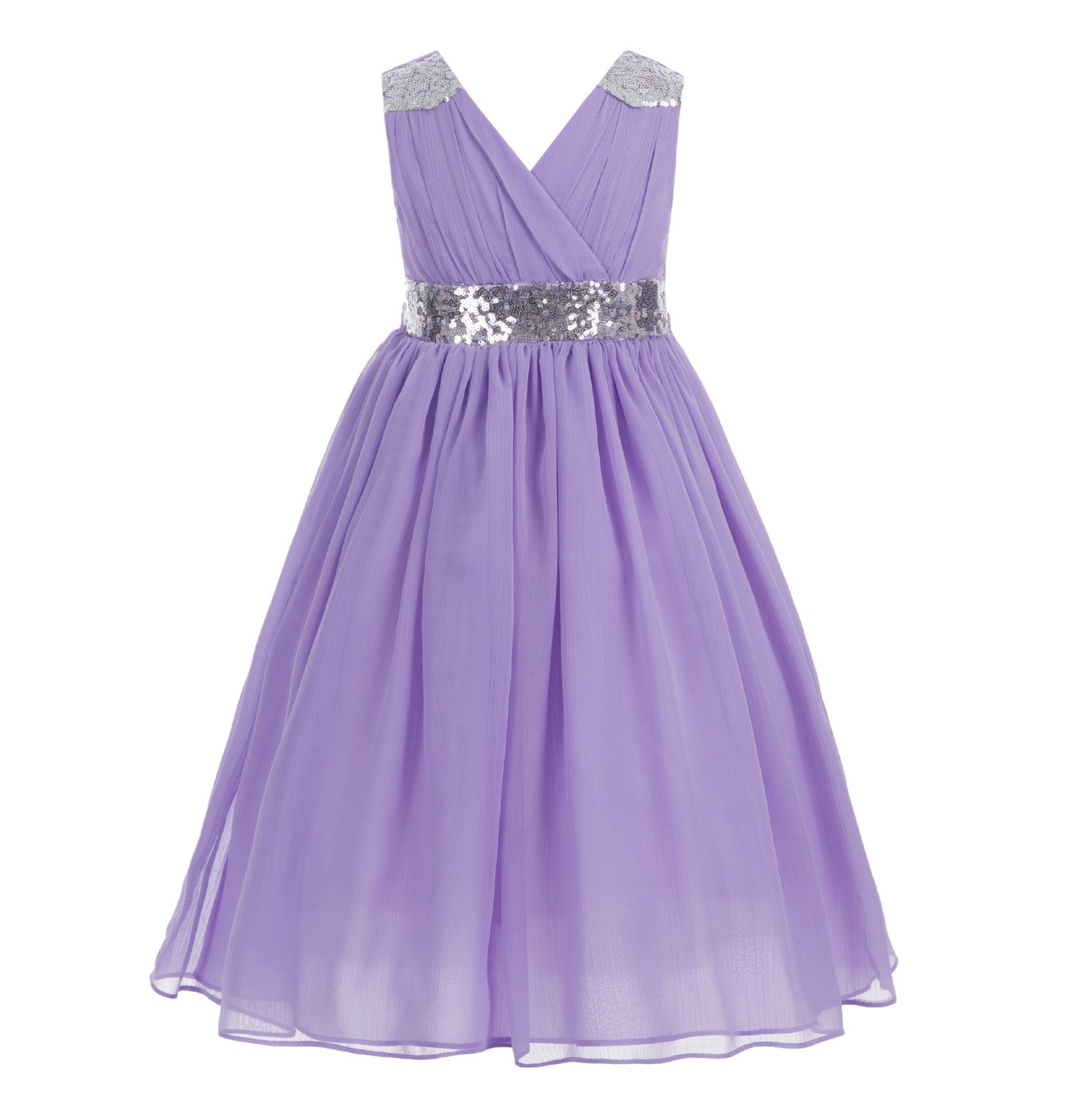 Lilac Sequins Chiffon Flower Girl Dress 187