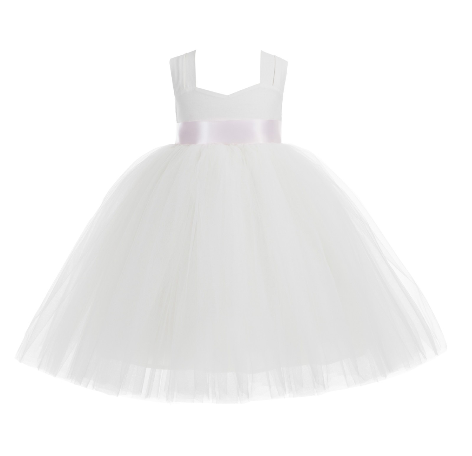 Ivory / Pink Sweetheart Neck Cotton Top Tutu Flower Girl Dress 171