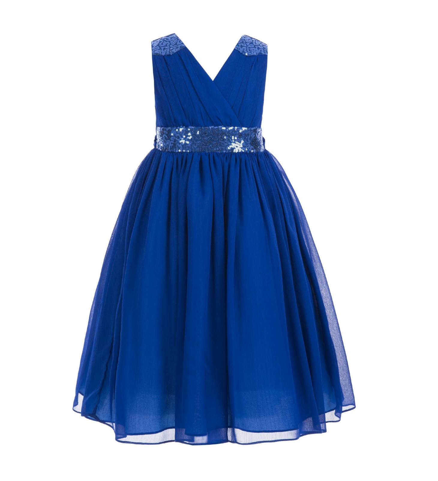 Royal Blue Sequins Chiffon Flower Girl Dress 187