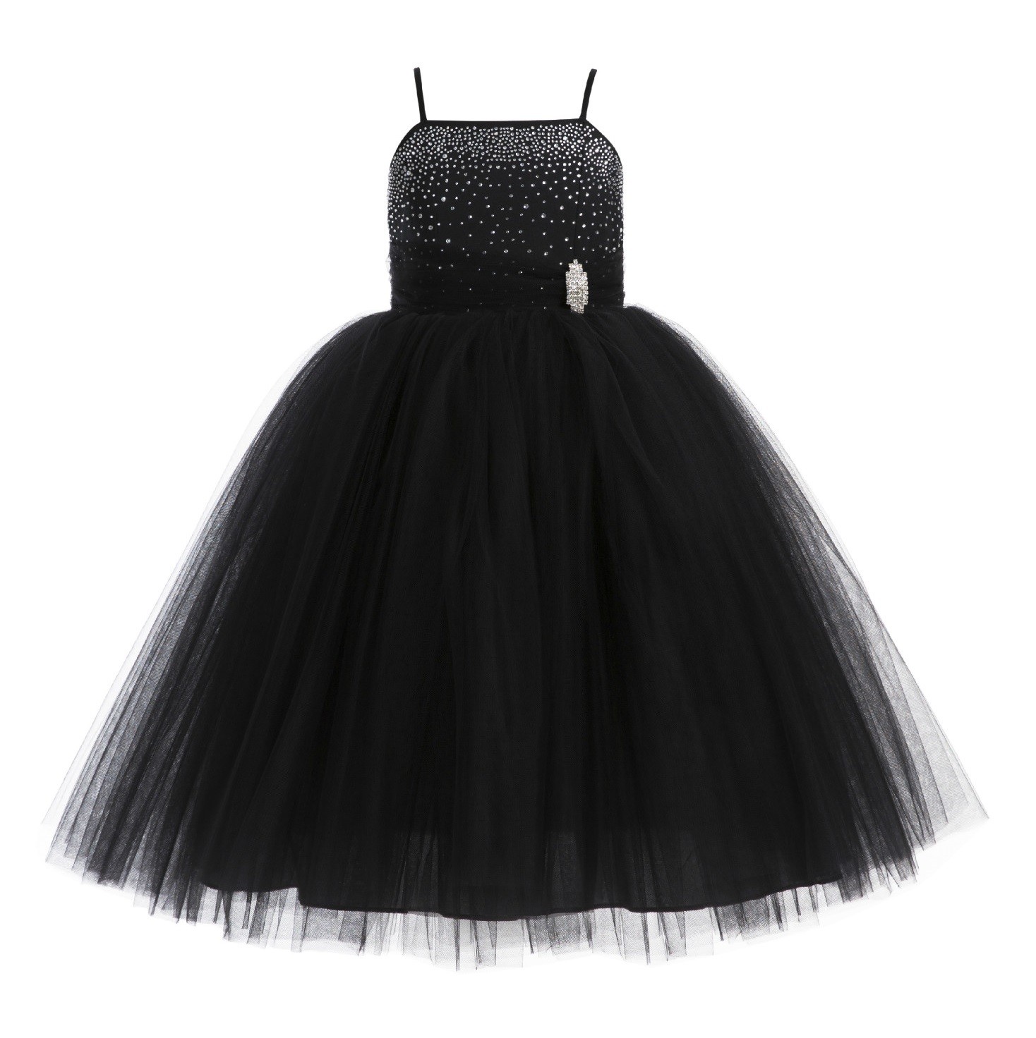 Black Tulle Rhinestone Tulle Dress Flower Girl Ball Gown 189