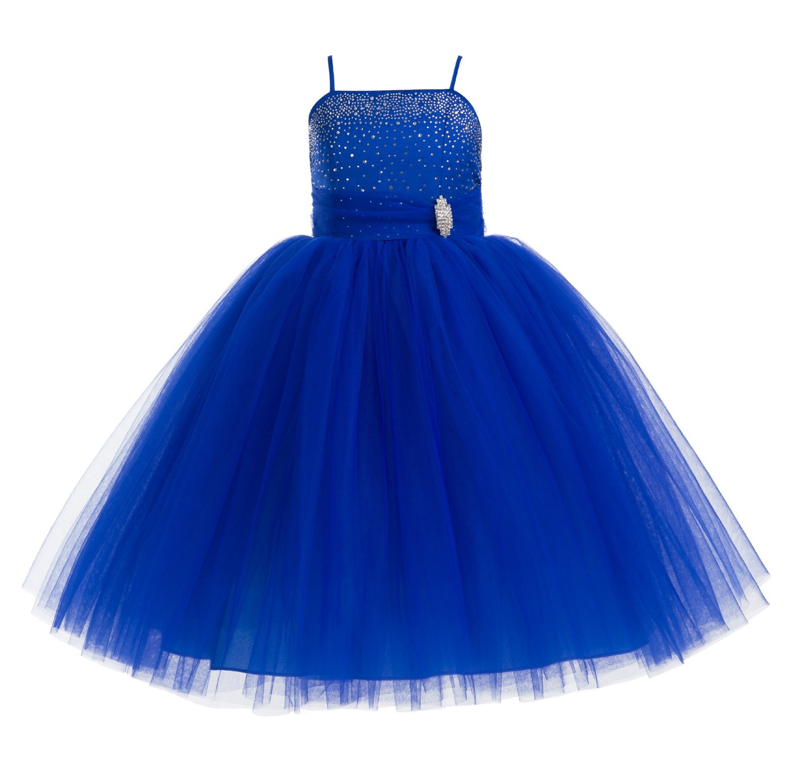 Horizon Blue Tulle Rhinestone Tulle Dress Flower Girl 189