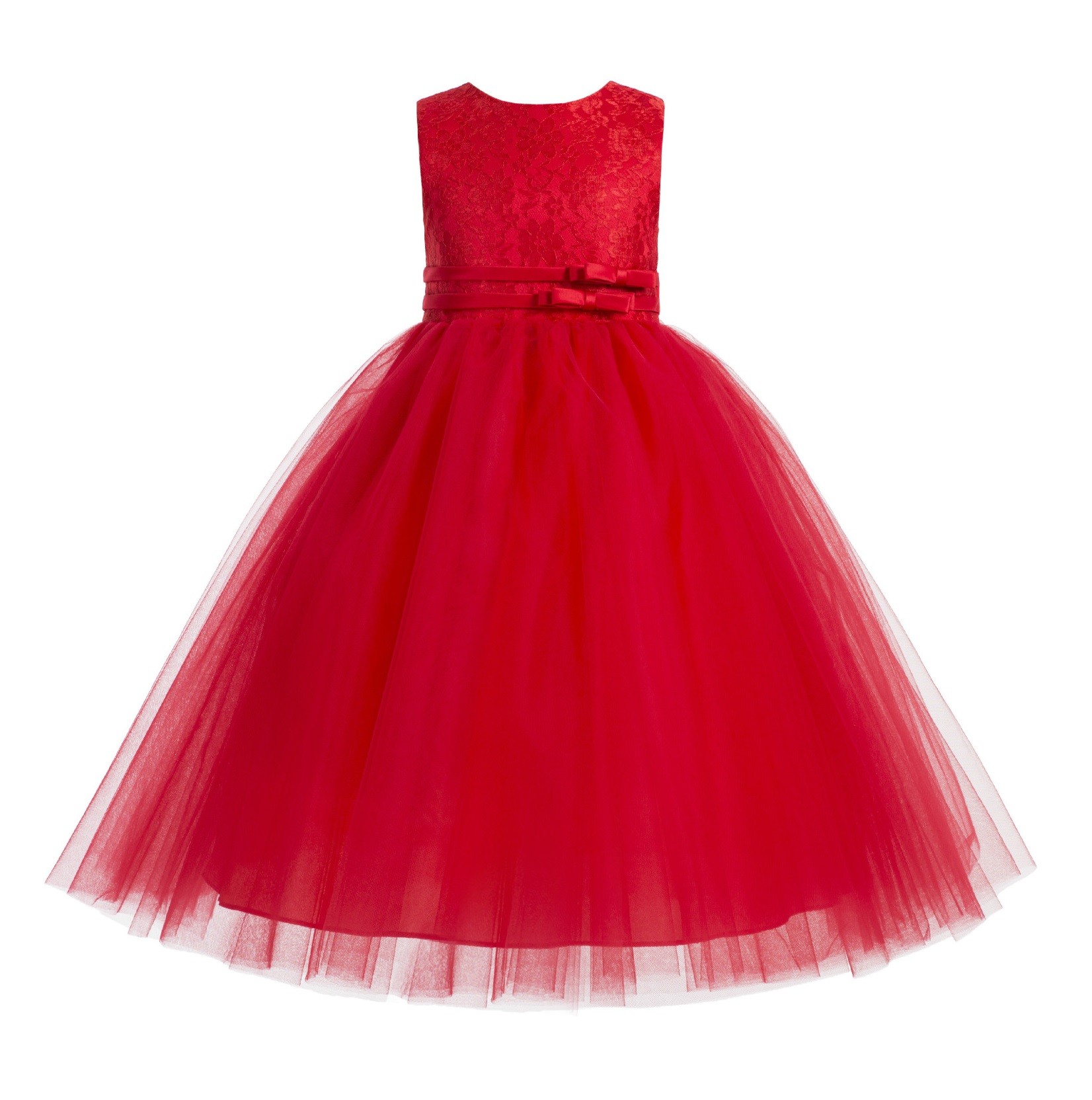 Red Lace Tulle Tutu Flower Girl Dress 188