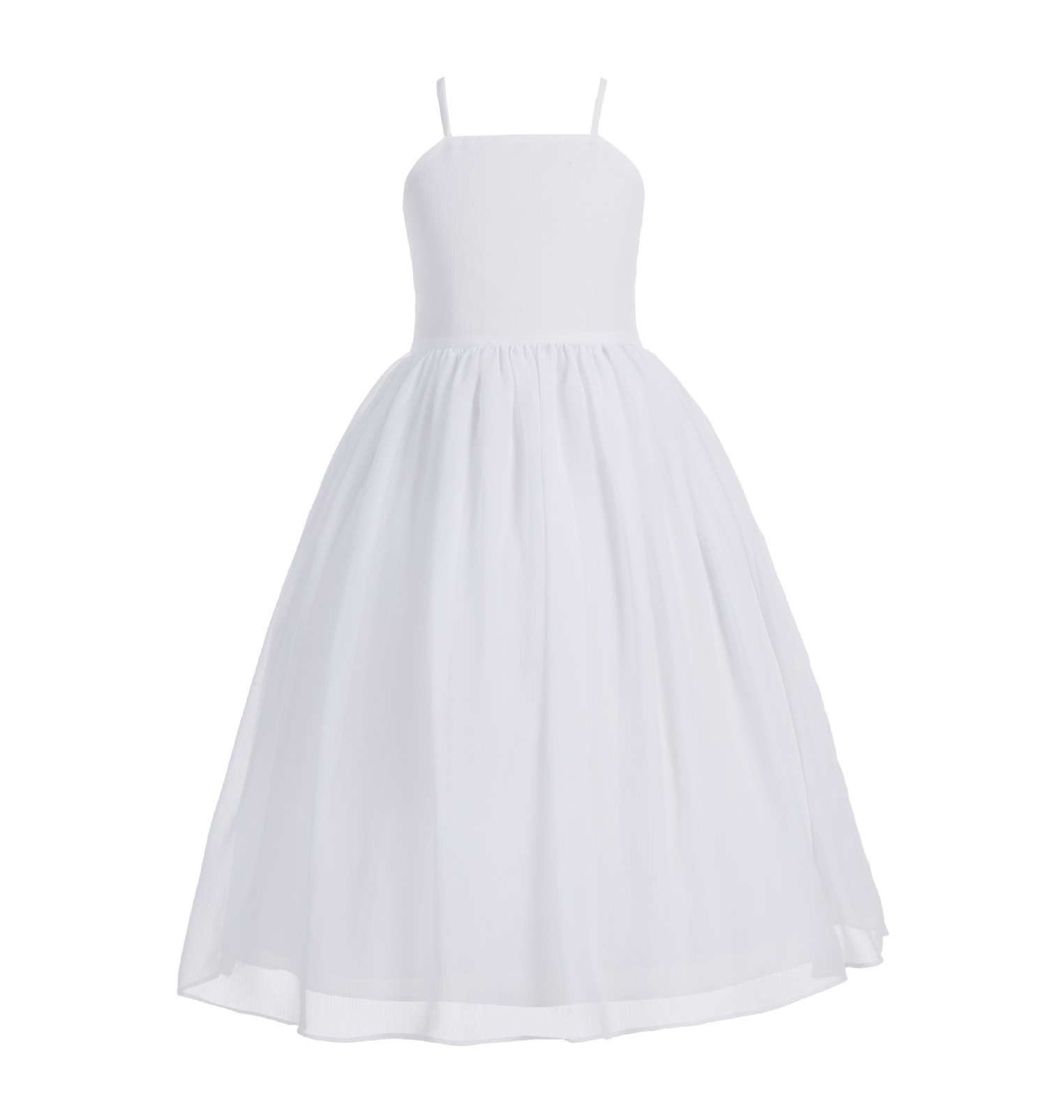 White Criss Cross Chiffon Flower Girl Dress Summer Dresses 191