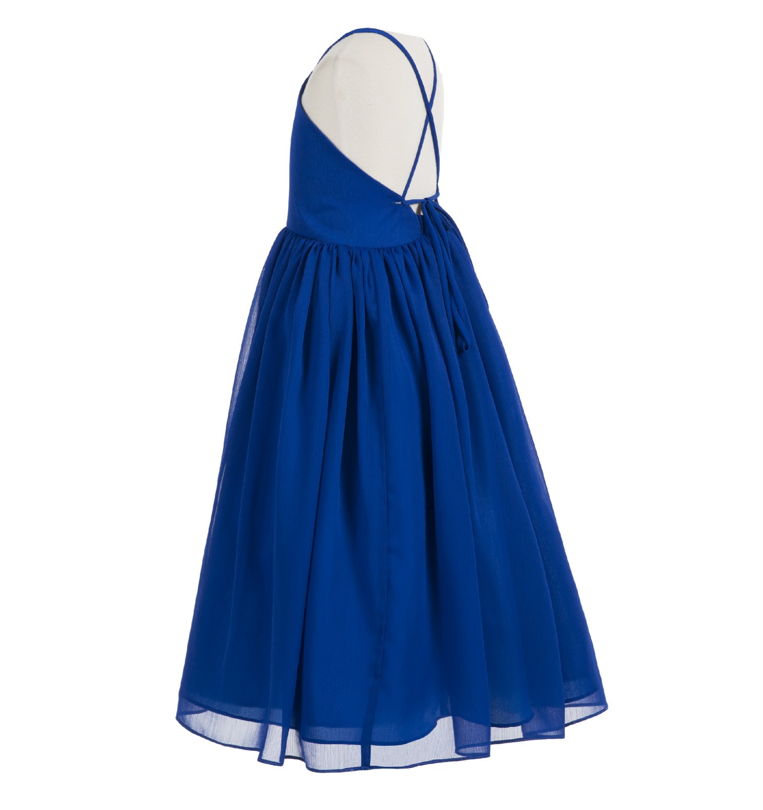 Royal Blue Criss Cross Chiffon Flower Girl Dress Summer Dresses 191