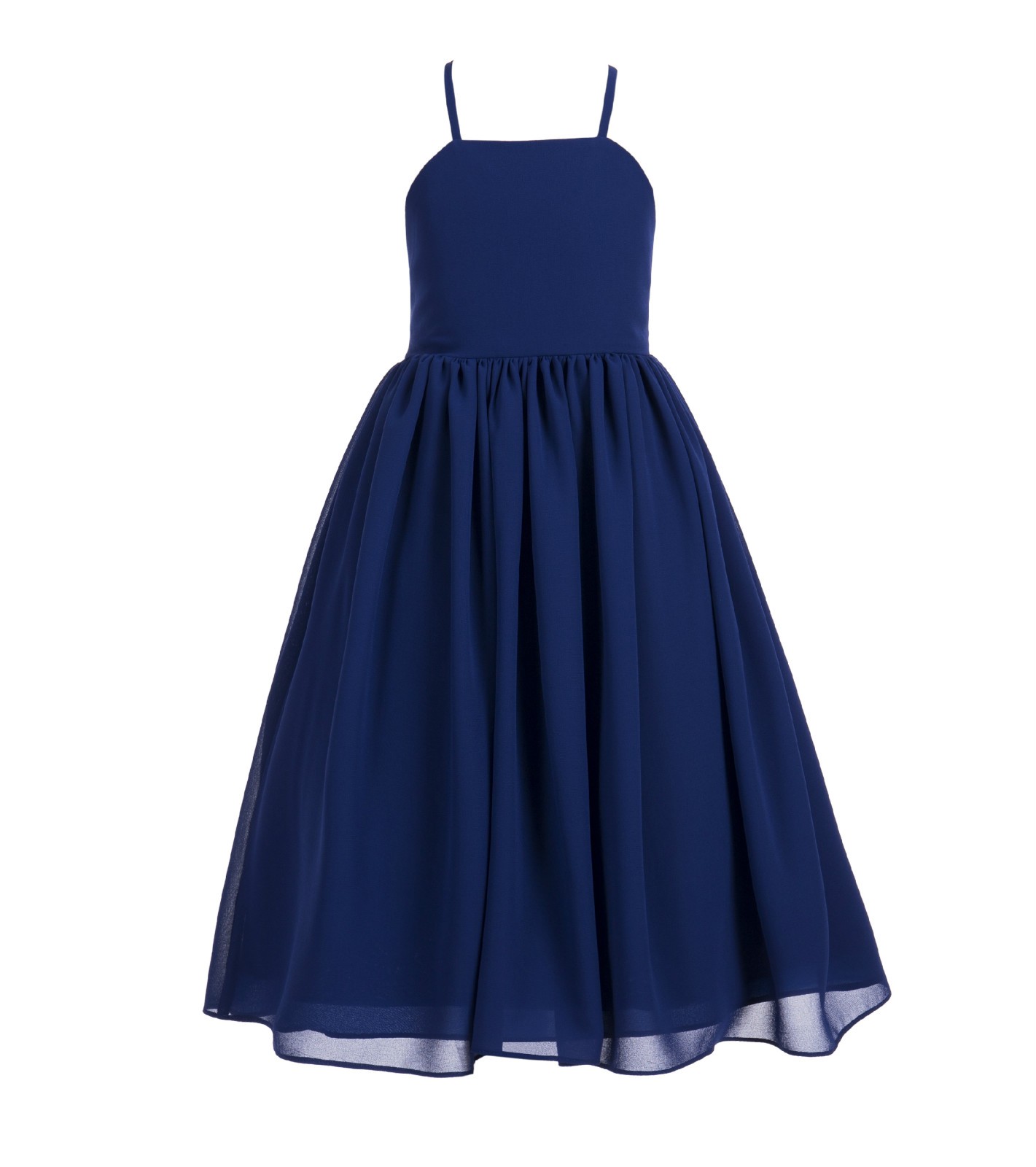 Navy Blue Criss Cross Chiffon Flower Girl Dress Summer Dresses 191