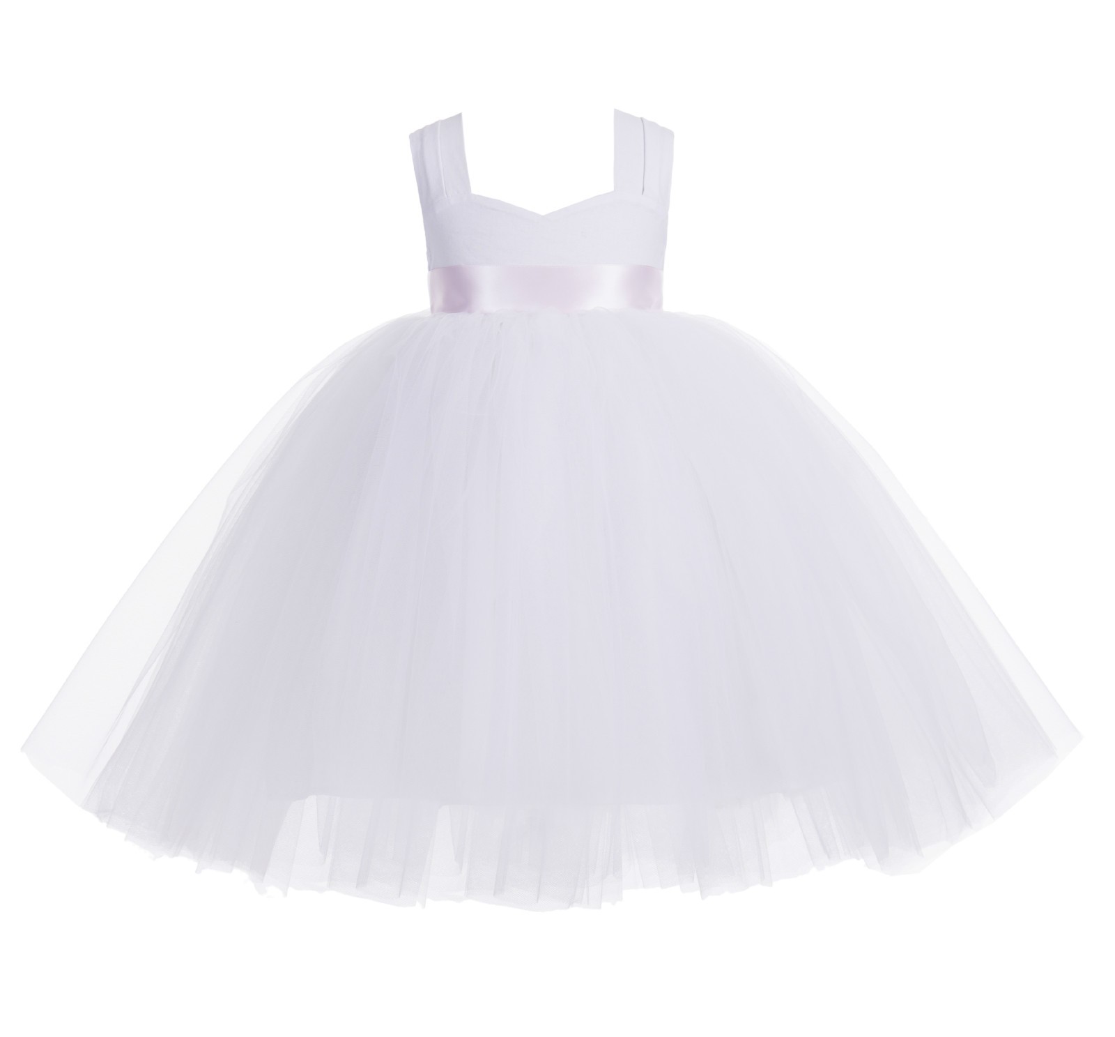 White / Pink Sweetheart Neck Cotton Top Tutu Flower Girl Dress 171R