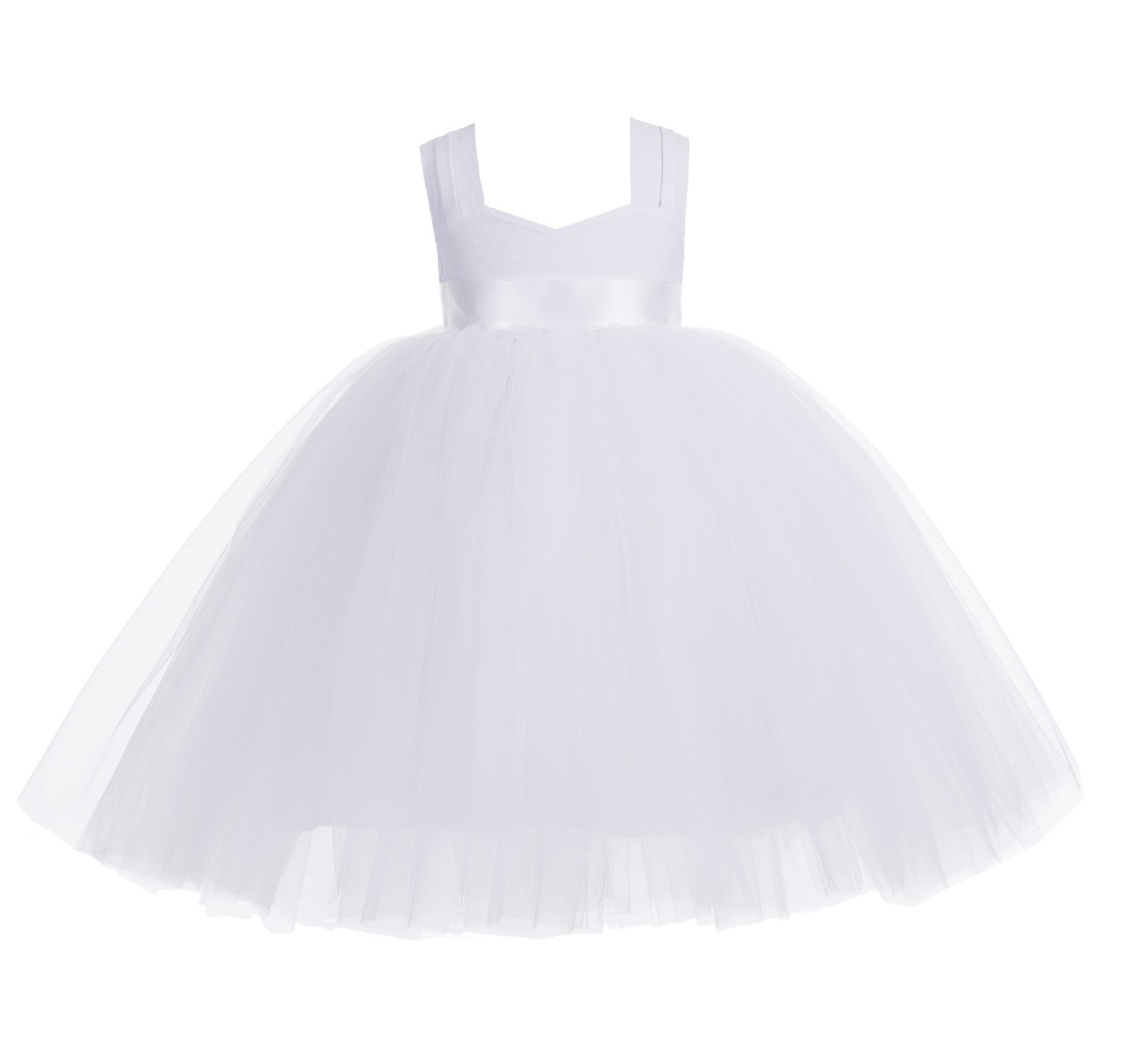 White / White Sweetheart Neck Cotton Top Tutu Flower Girl Dress 171R