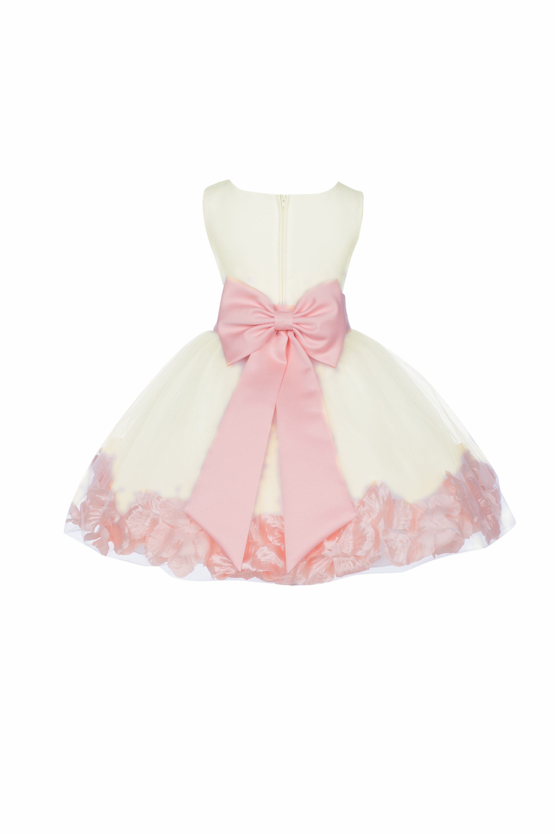 Ivory/Peach Rose Petals Tulle Flower Girl Dress Pageant 305T