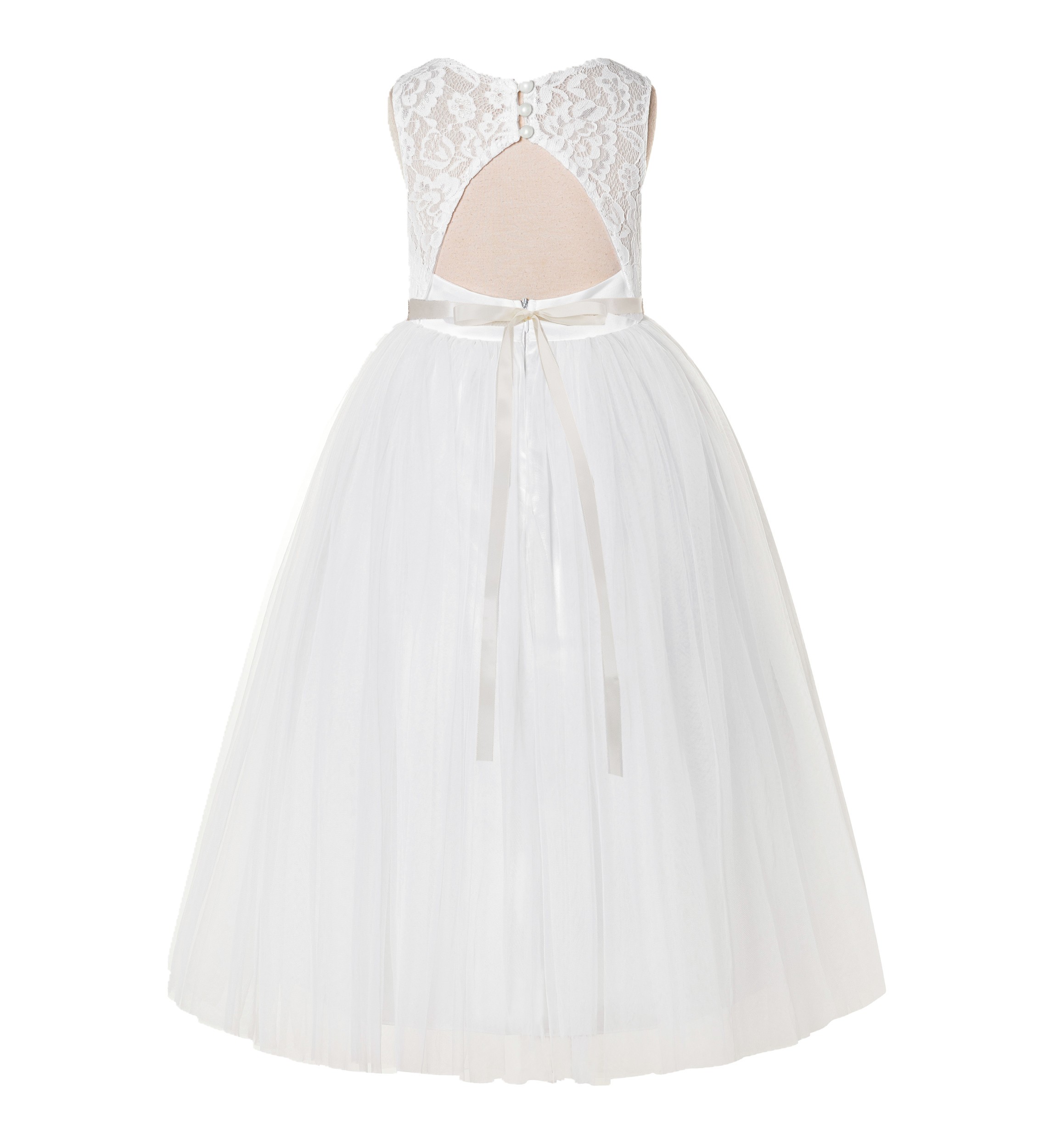 Ivory A-Line Tulle Lace Flower Girl Dress 178R7