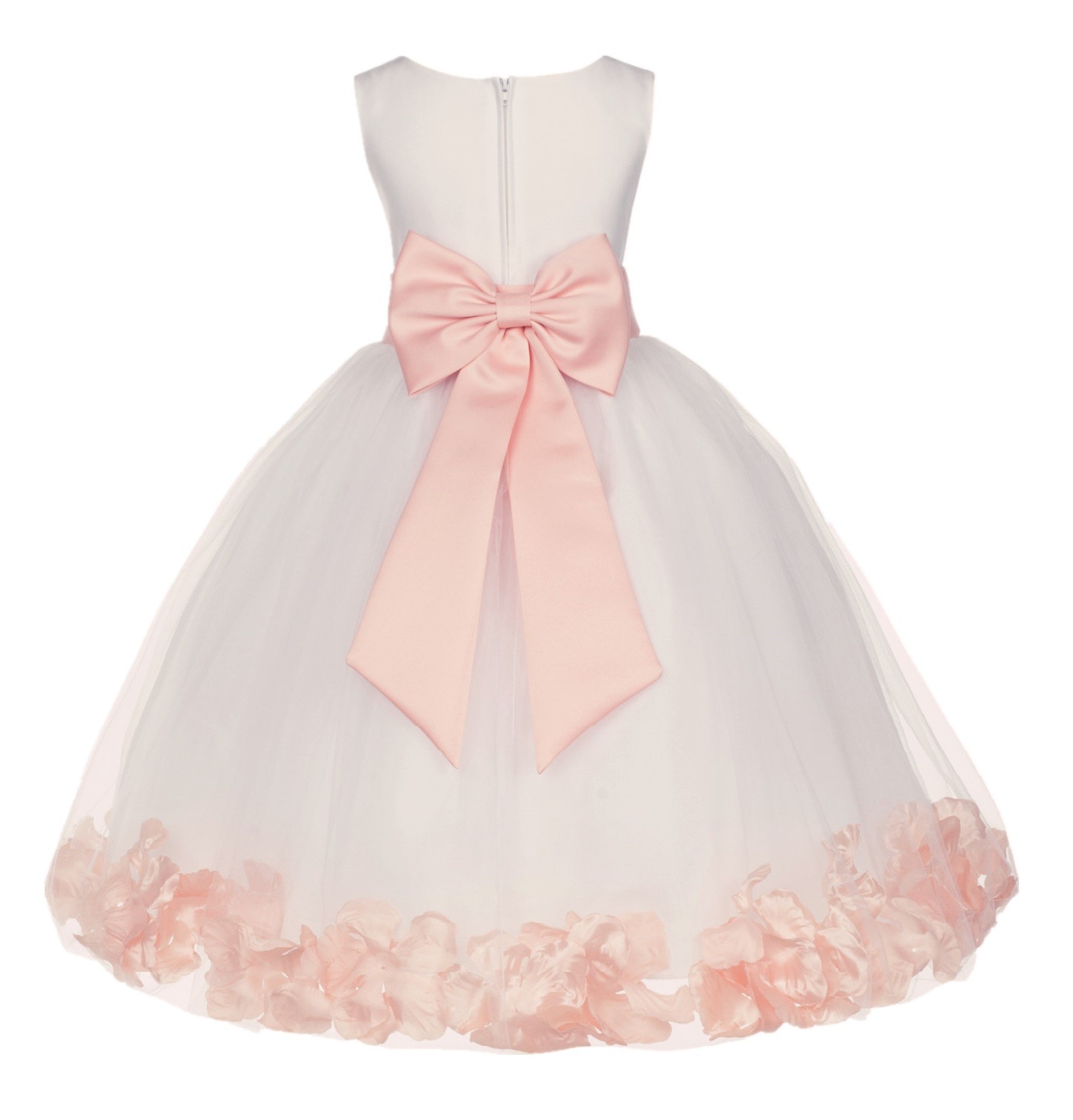 Ivory/Peach Tulle Rose Petals Flower Girl Dress Pageant 302T