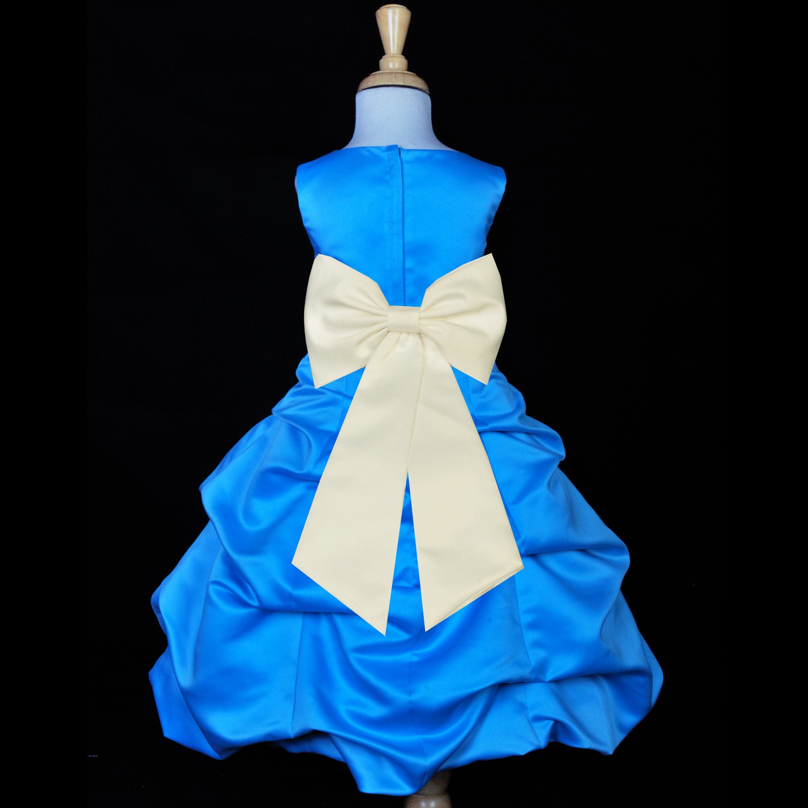 Turquoise/Ivory Satin-Pick-Up Bubble Flower Girl Dress Recital 808T