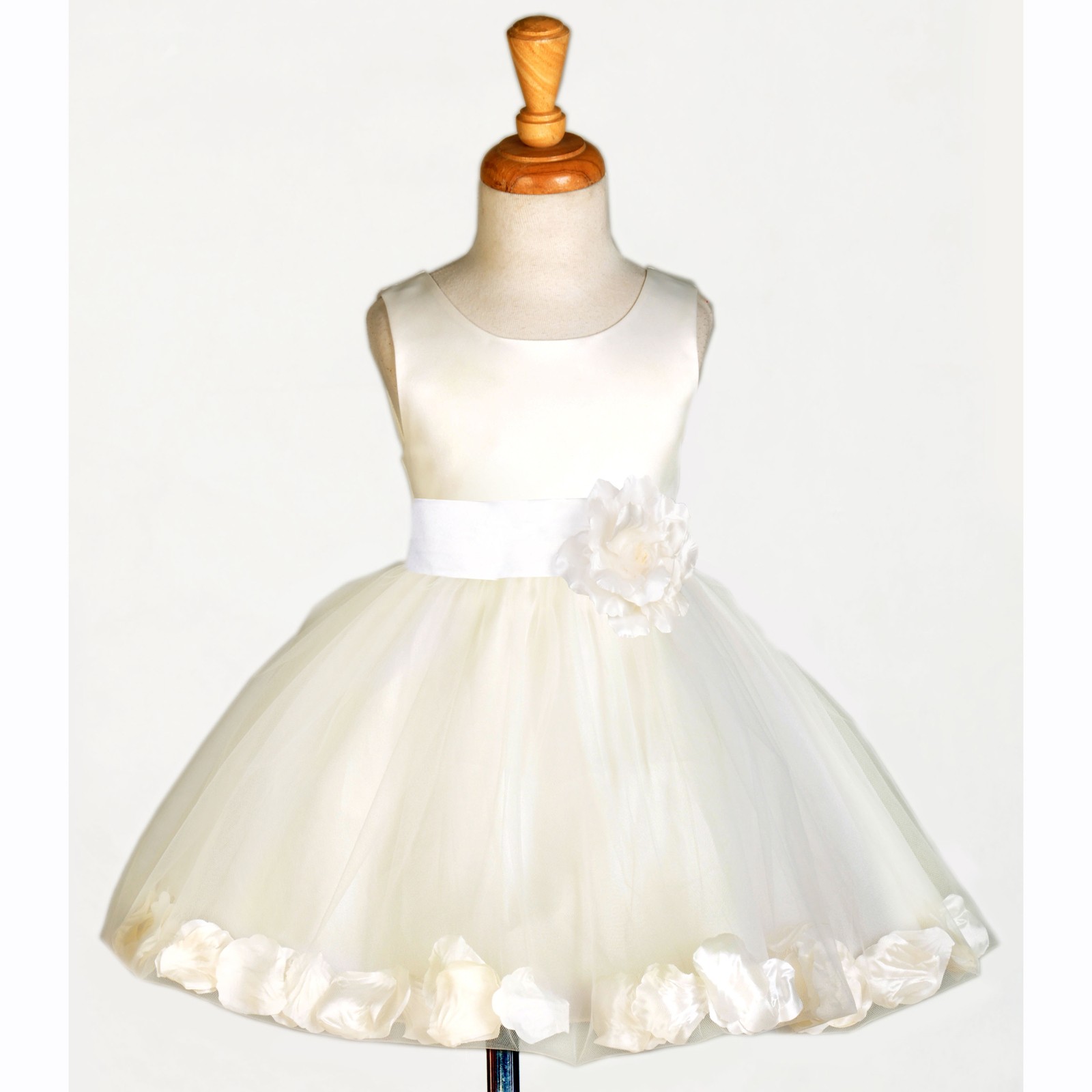 Ivory/Ivory Rose Petals Tulle Flower Girl Dress Pageant 305S