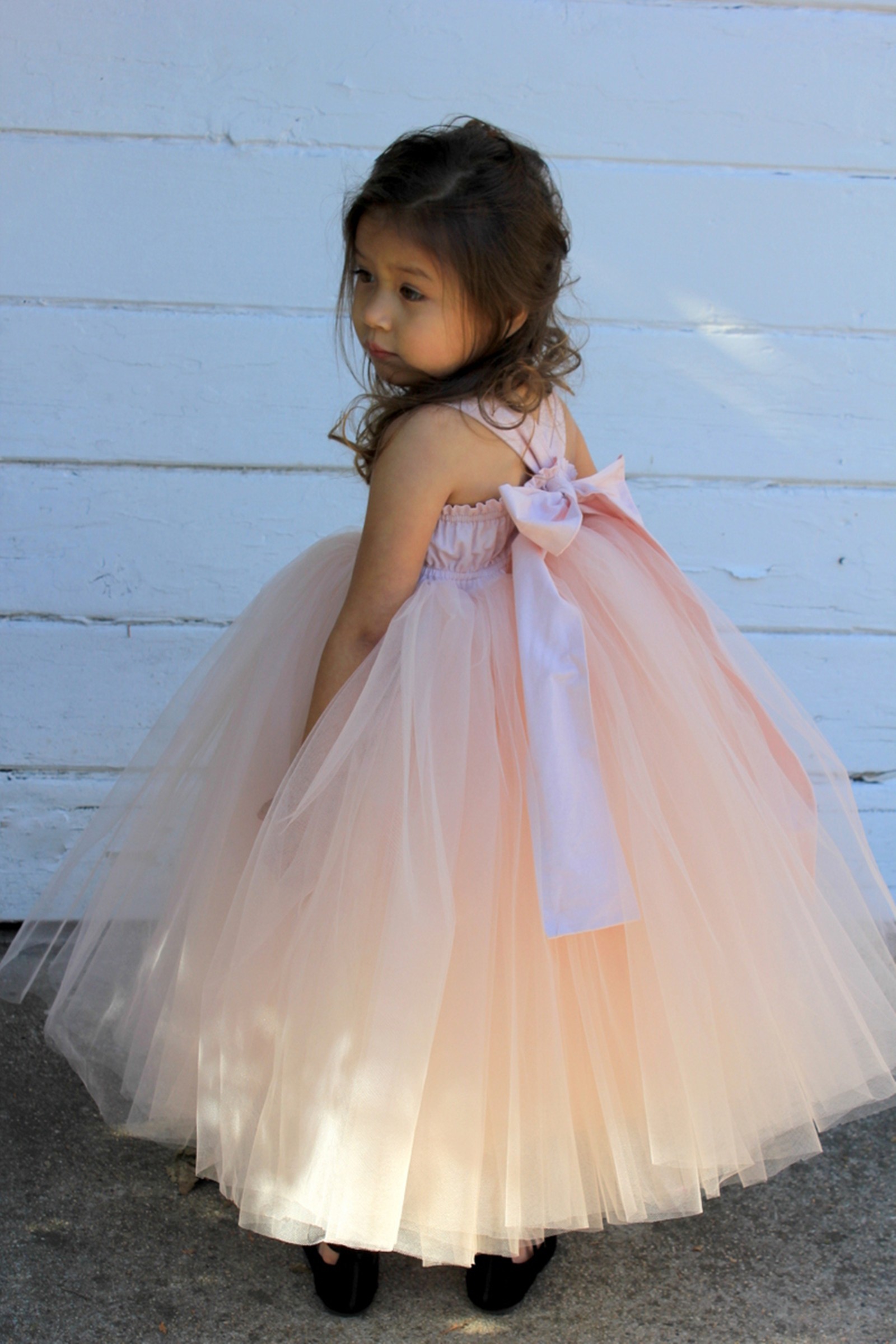 Blush Pink Sweetheart Neck Cotton Top Tutu Flower Girl Dress 171