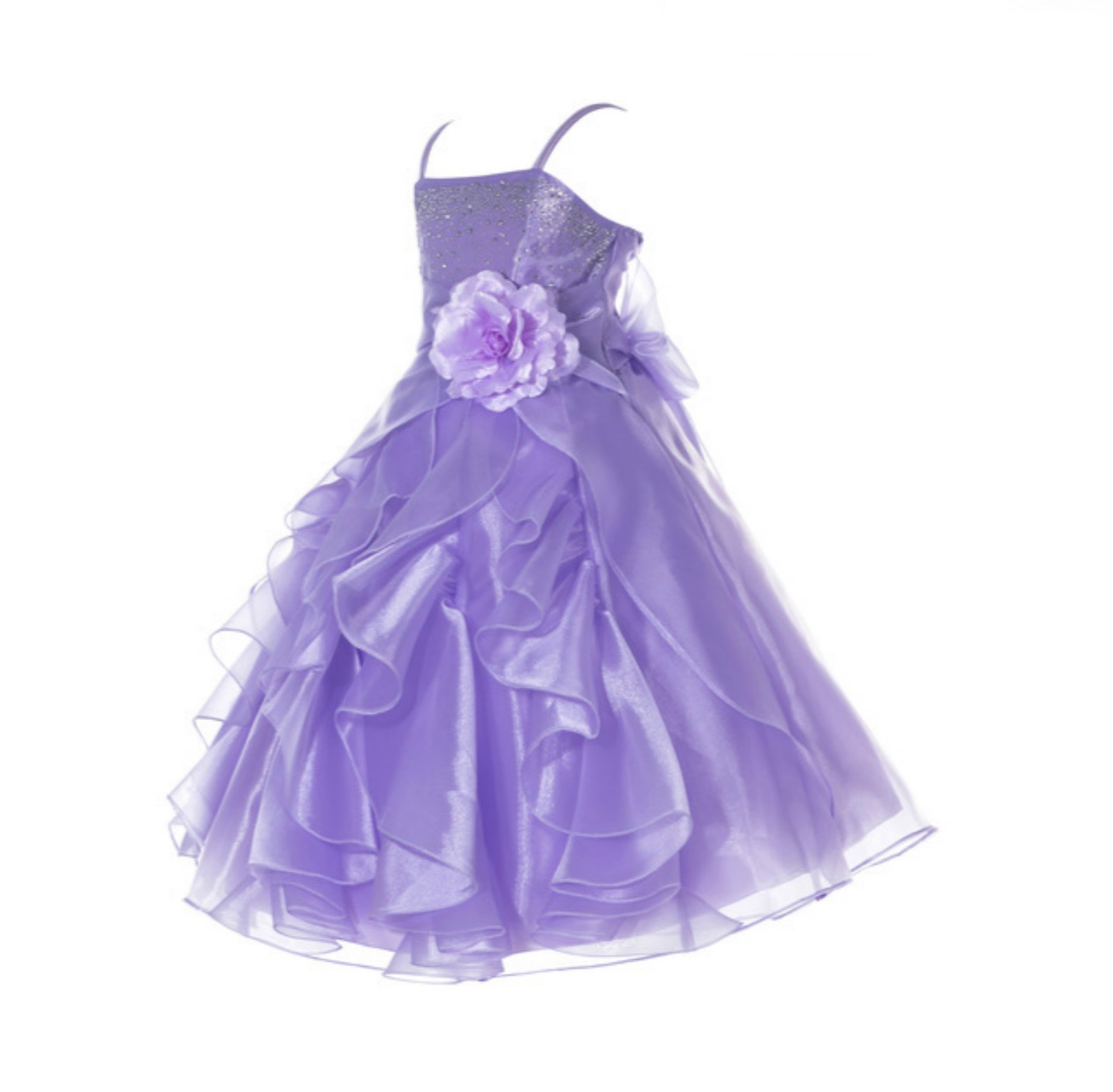 Lilac Shimmering Organza Rhinestones Flower Girl Dress Occasions J120