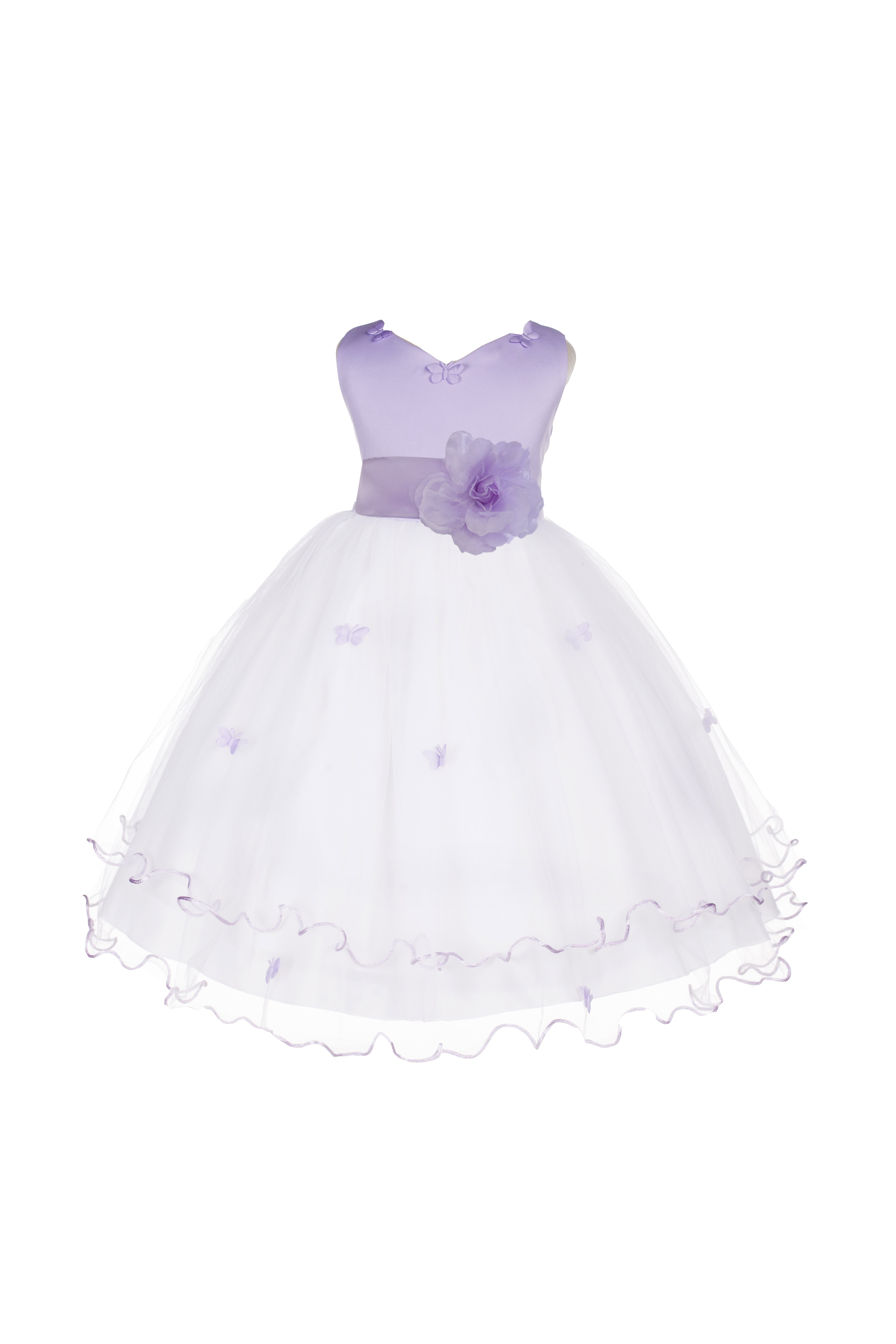 Lilac Satin Tulle Butterflies Flower Girl Dress Occasions 801S