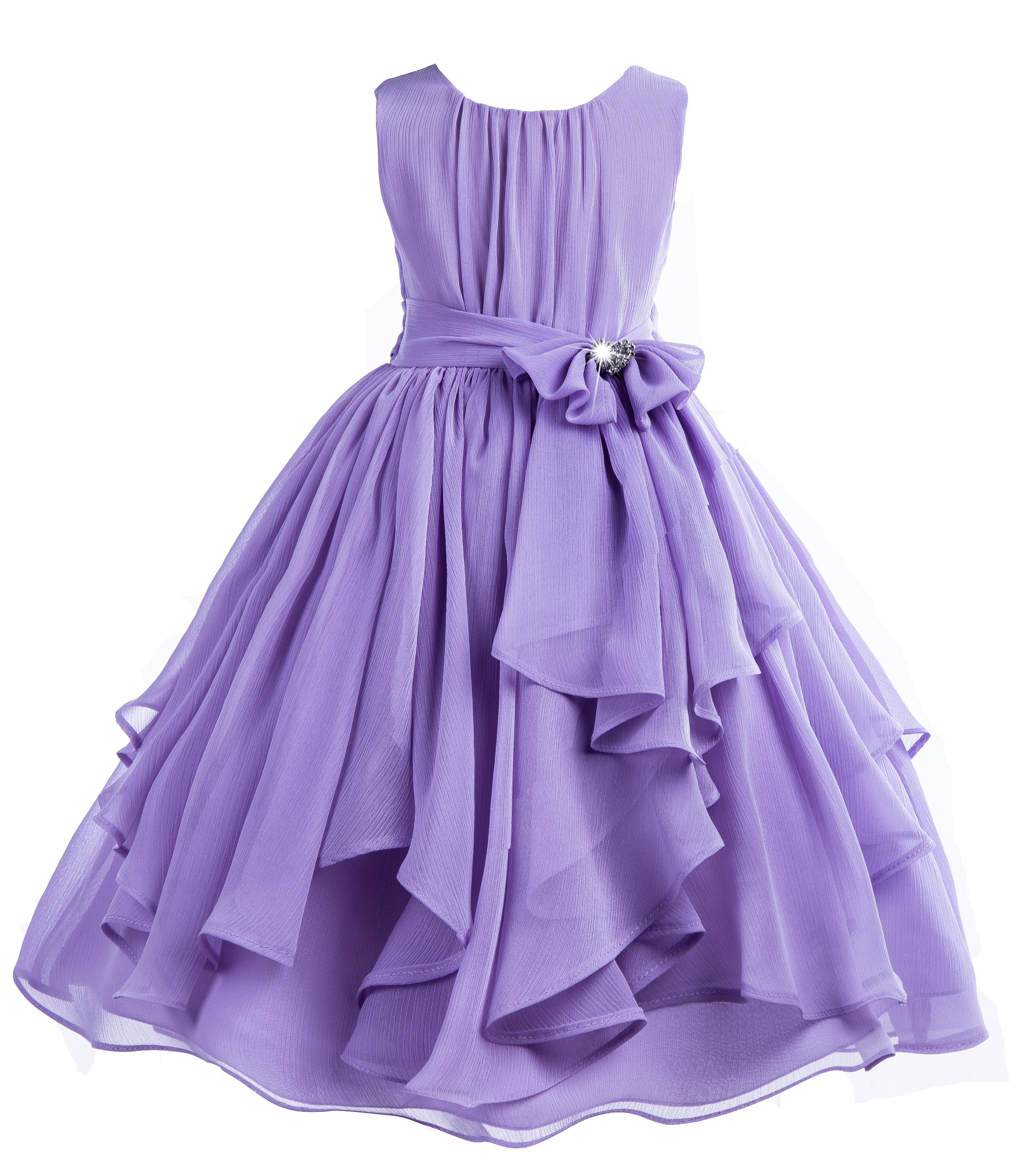 Lilac Yoryu Chiffon Ruched Bodice Rhinestone Flower Girl Dress 162S