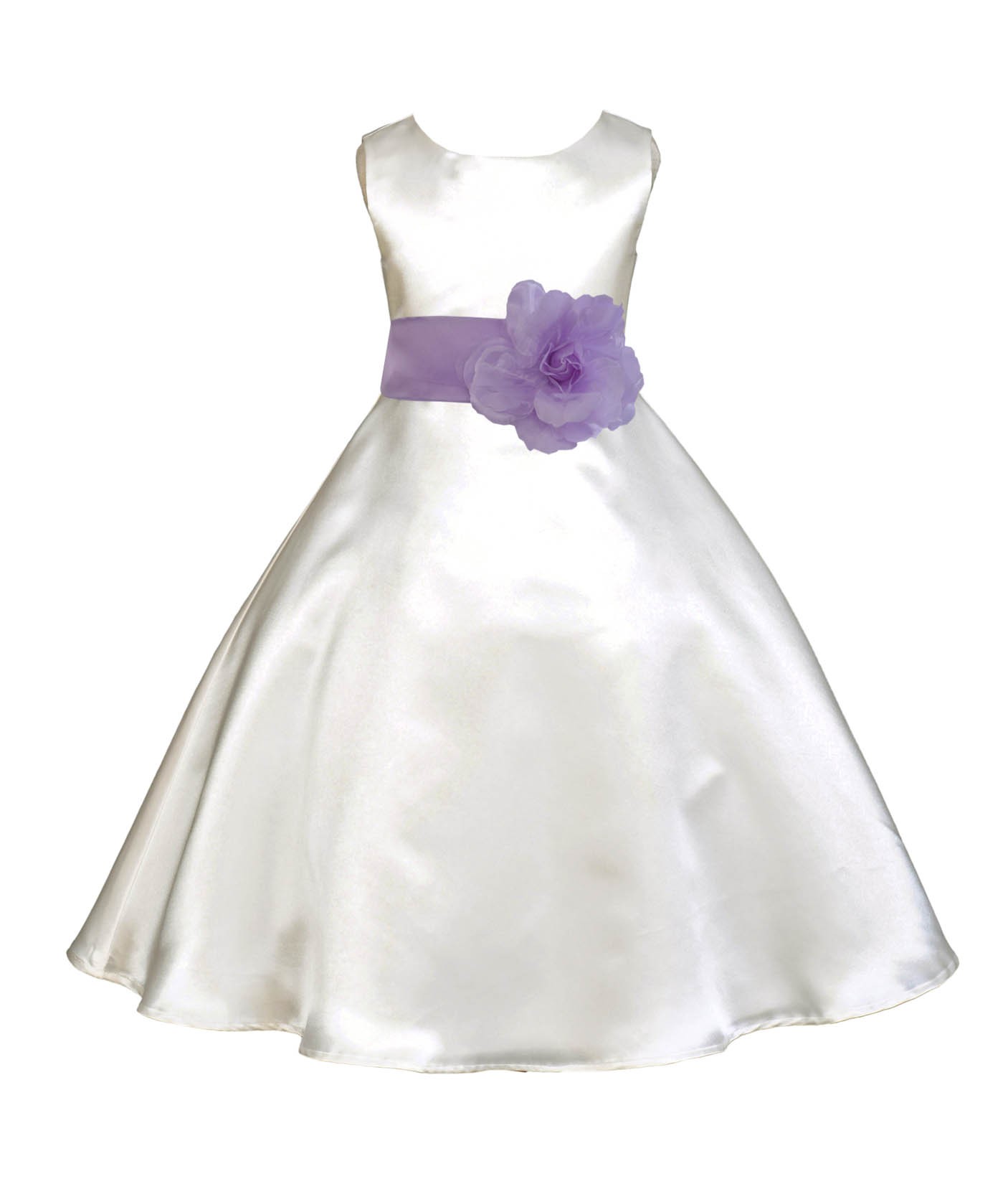 Ivory/Lilac A-Line Satin Flower Girl Dress Pageant Reception 821T