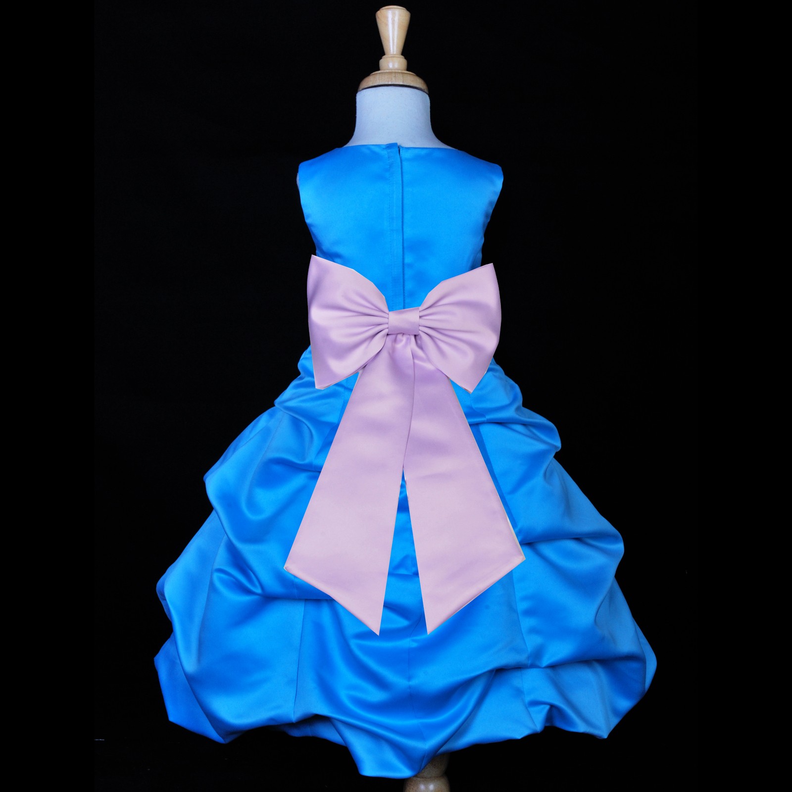 Turquoise/Lilac Satin-Pick-Up Bubble Flower Girl Dress Recital 808T