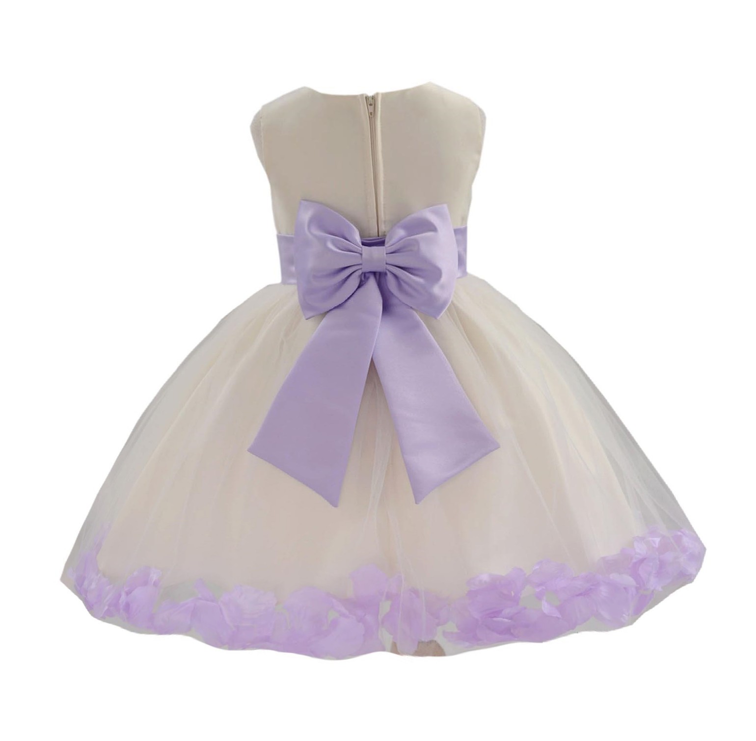 Ivory/ Lilac Rose Petals Tulle Flower Girl Dress Pageant 305T