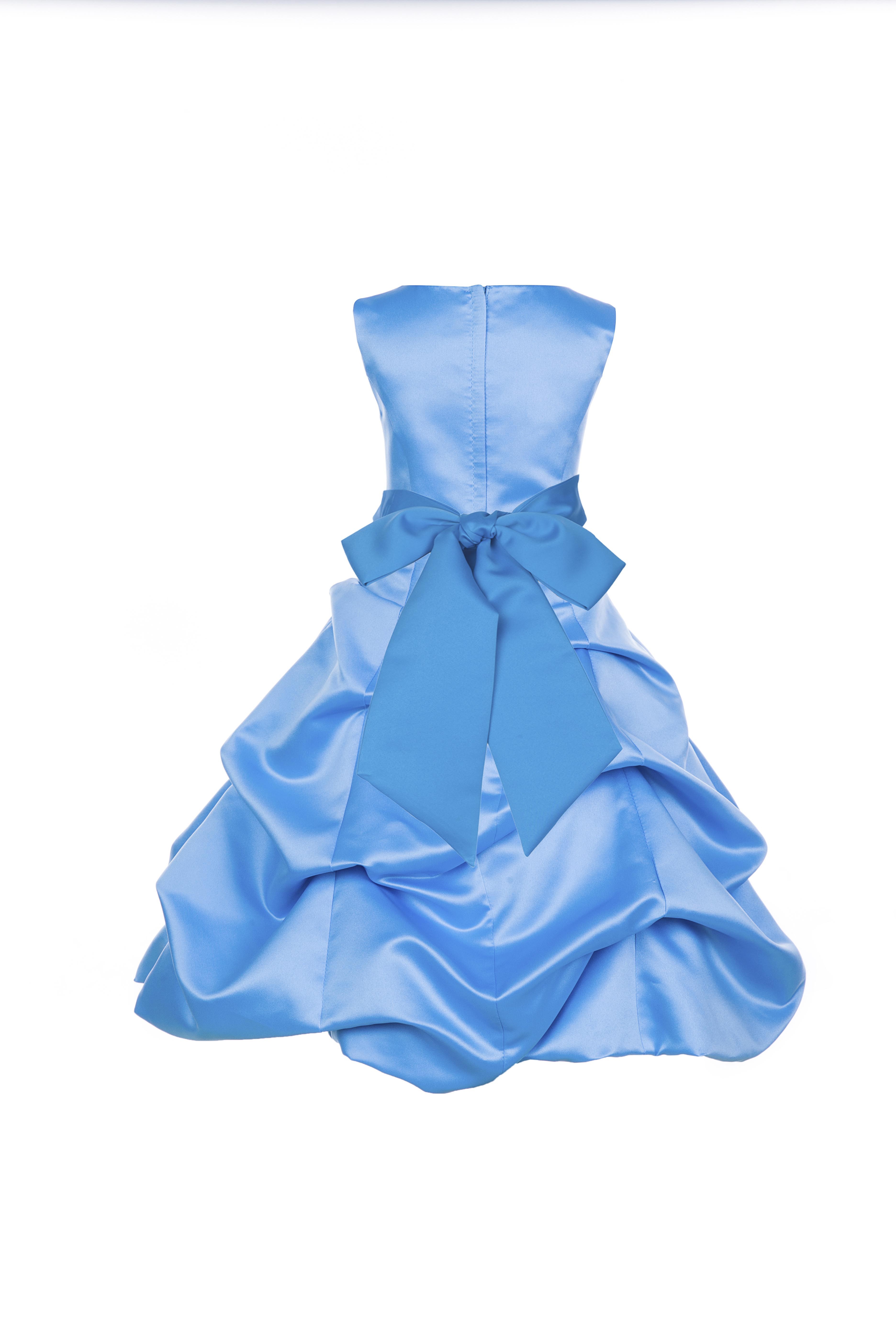 Turquoise/Malibu Satin Pick-Up Bubble Flower Girl Dress Recital 806S