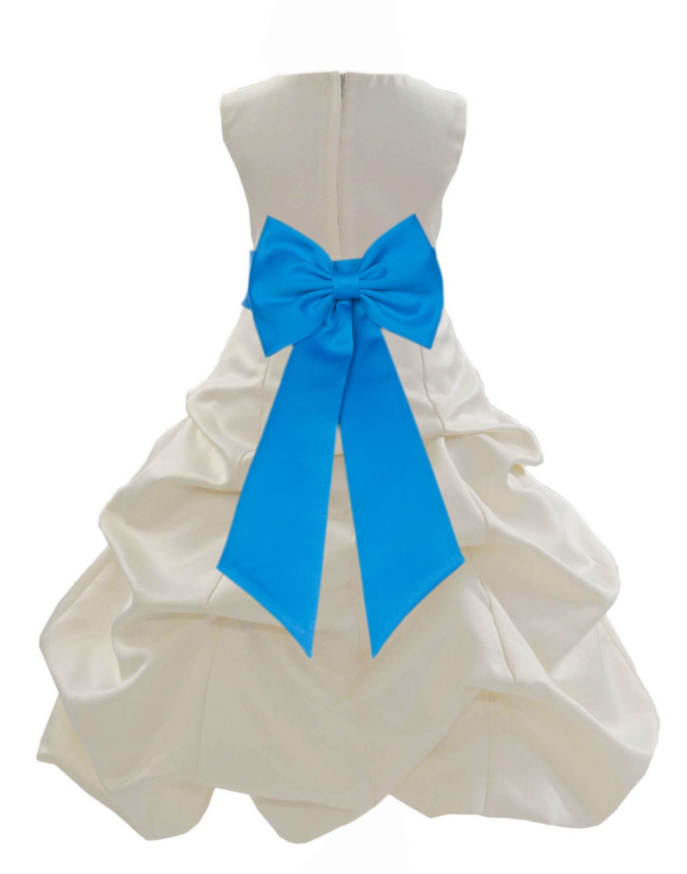 Ivory/Malibu Satin Pick-Up Bubble Flower Girl Dress Bridesmaid 808T